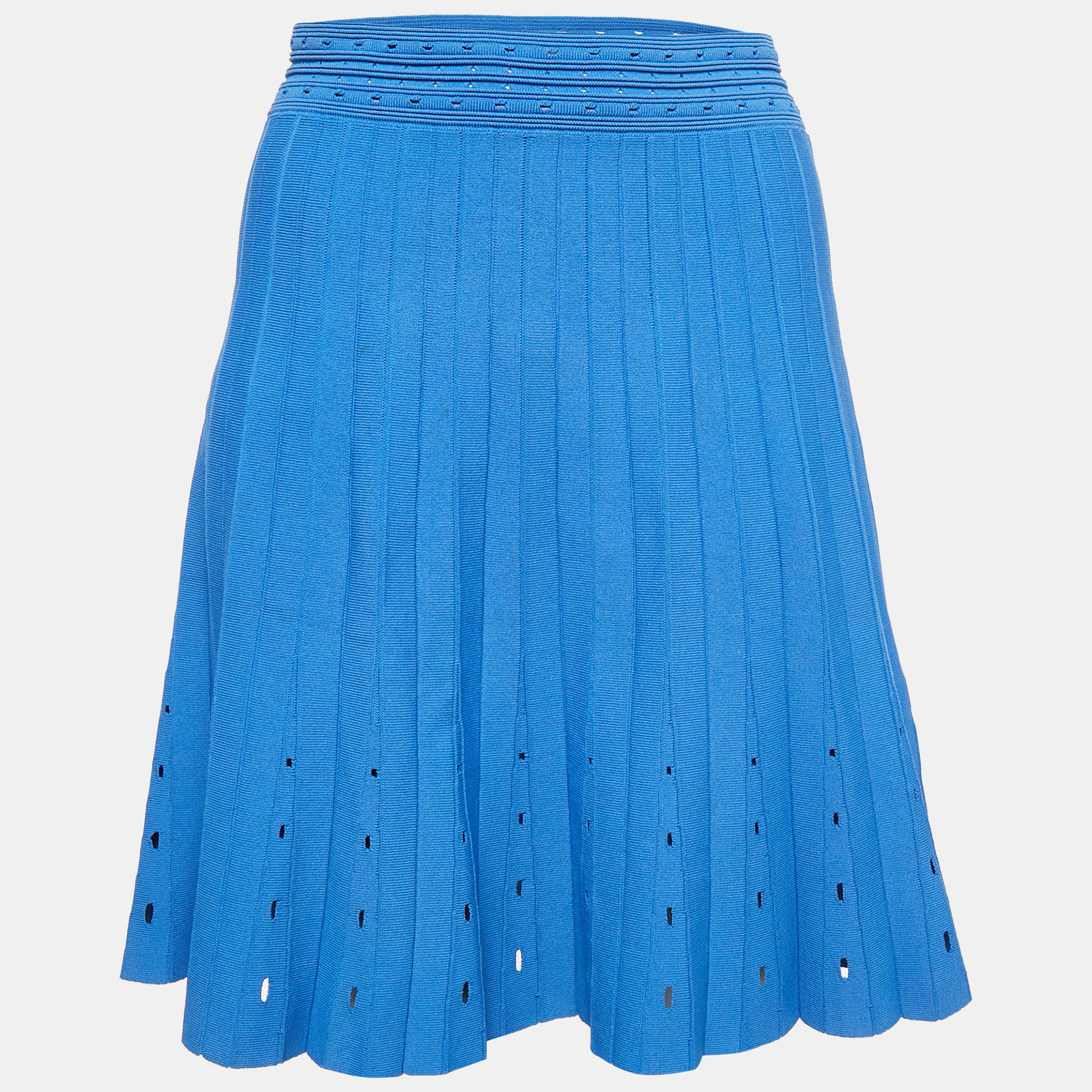 

Sandro Blue Knit Pleat Effect Mini Skirt M