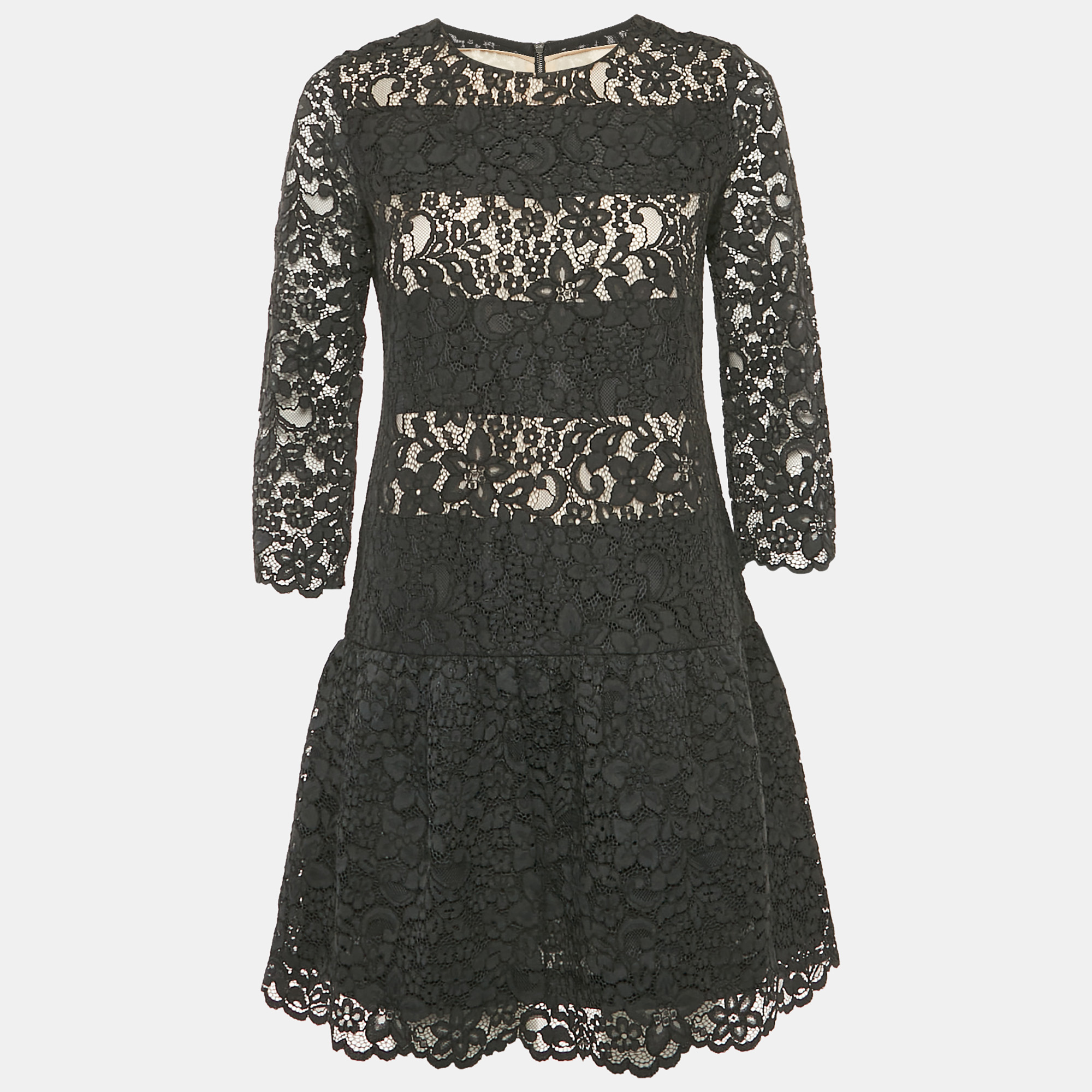 

Sandro Black Lace Sheer Pleated Mini Dress S