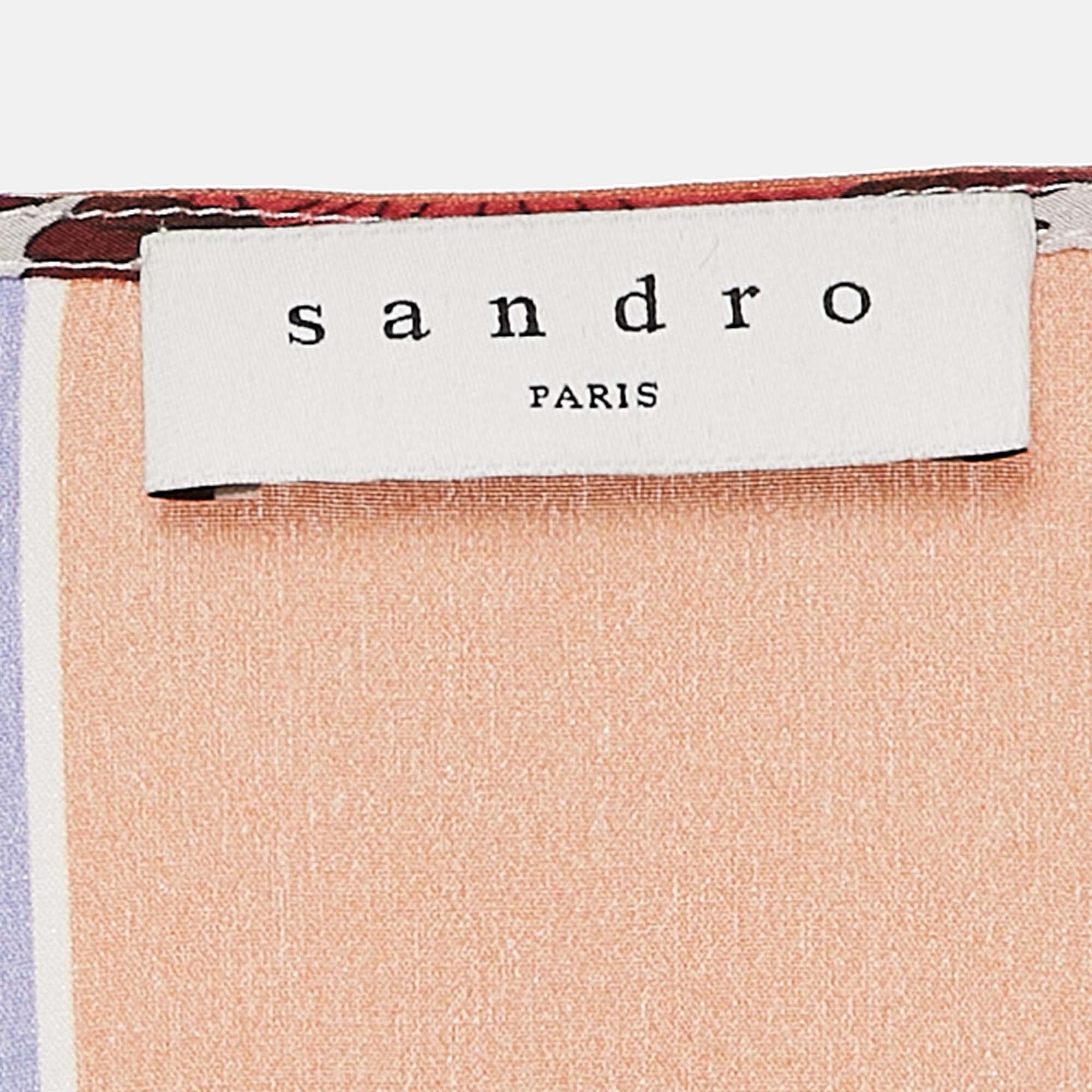 Sandro Multicolor Floral Print Silk Wrap Dress S 