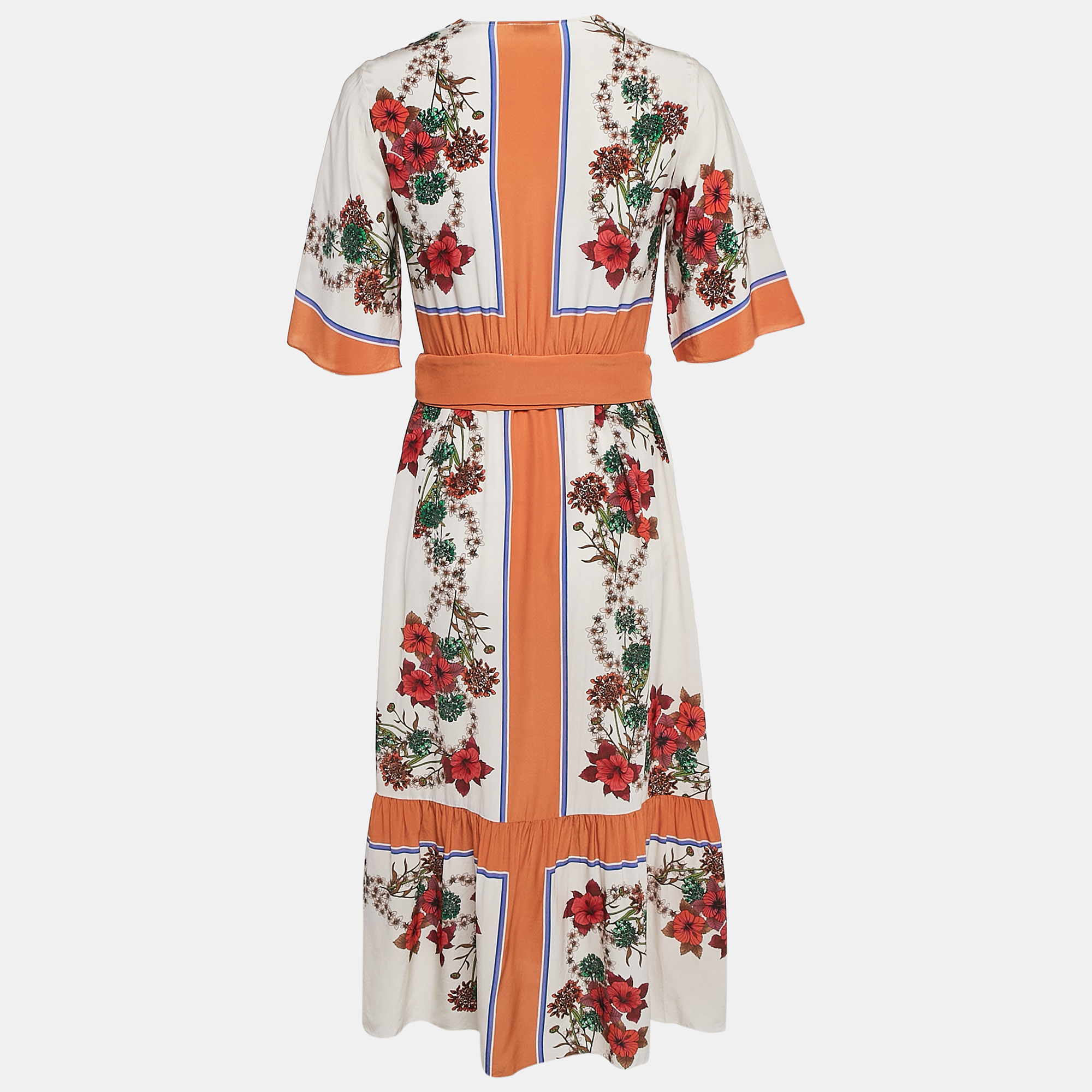 Sandro Multicolor Floral Print Silk Wrap Dress S 