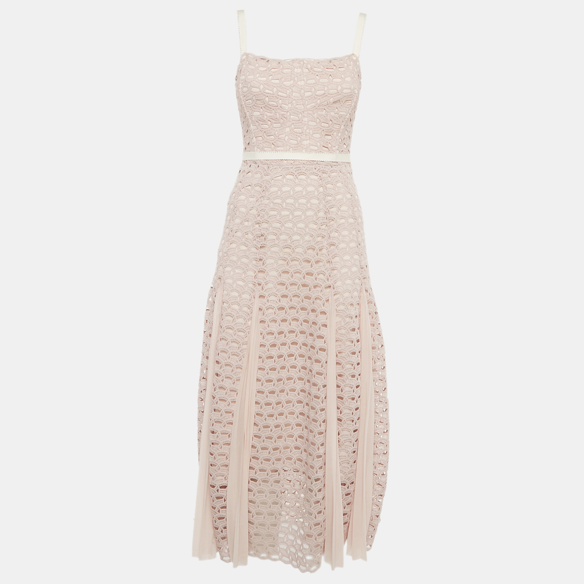 

Sandro Pink Lace Sleeveless Midi Dress S