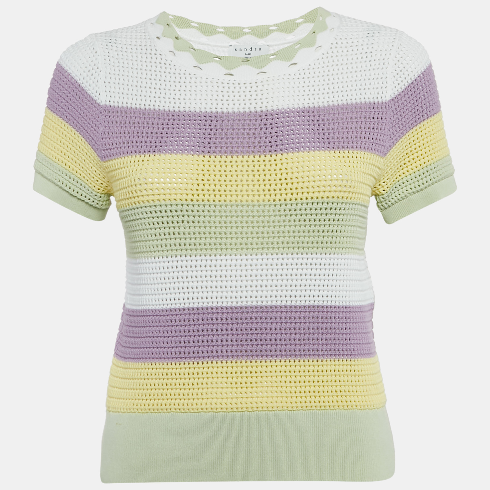 

Sandro Multicolor Stripe Viscose Mesh Top S