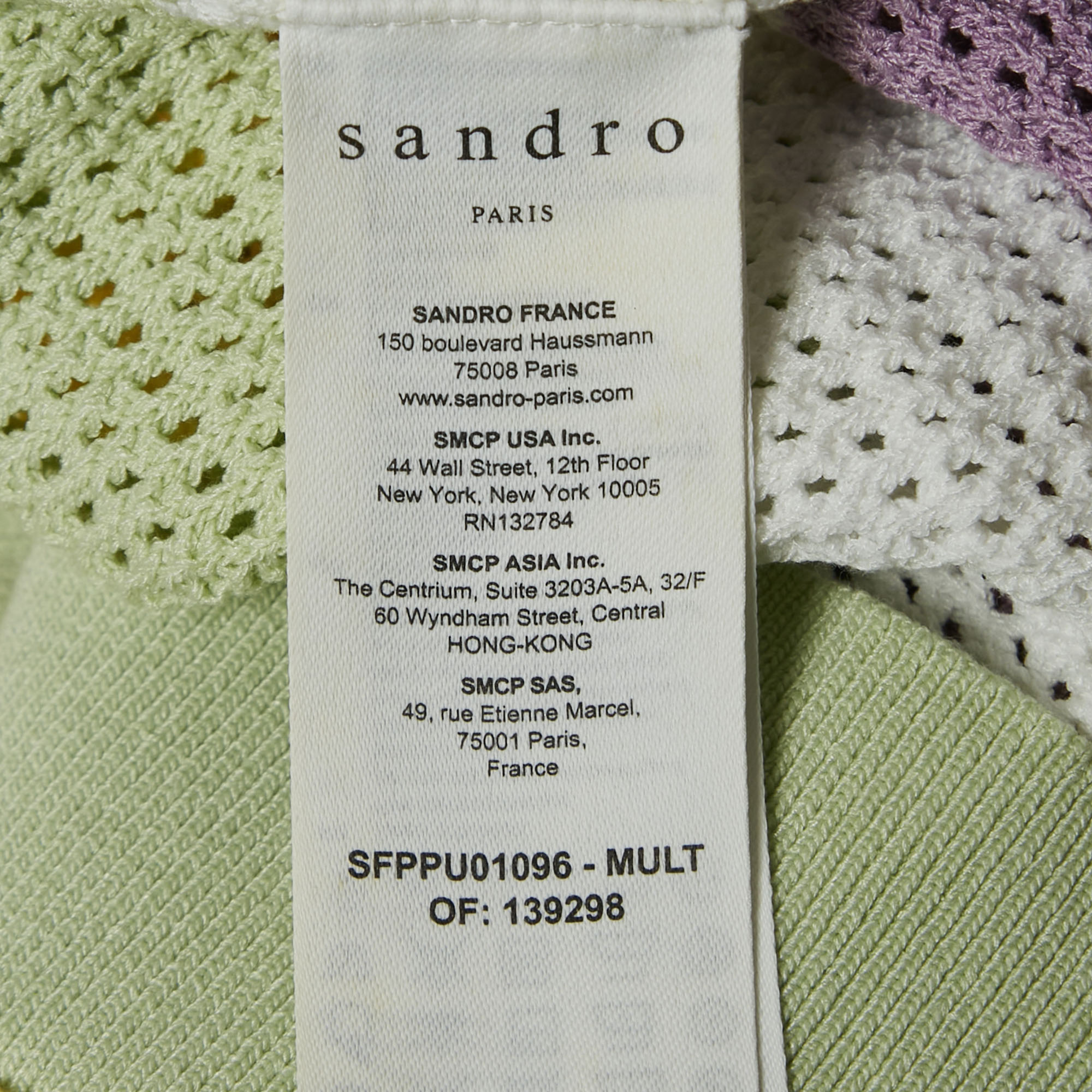 Sandro Multicolor Stripe Viscose Mesh Top S 