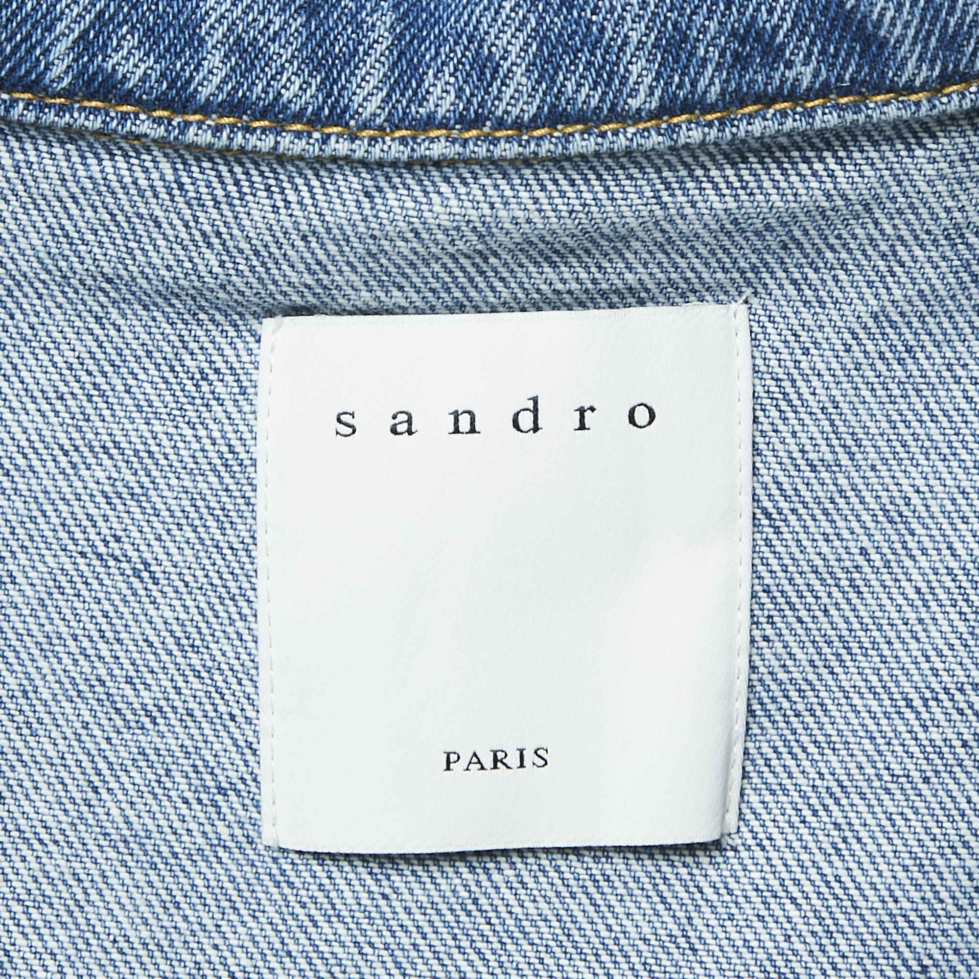 Sandro Blue/Multicolor Denim and Patterned Knit Button Front Jacket M 