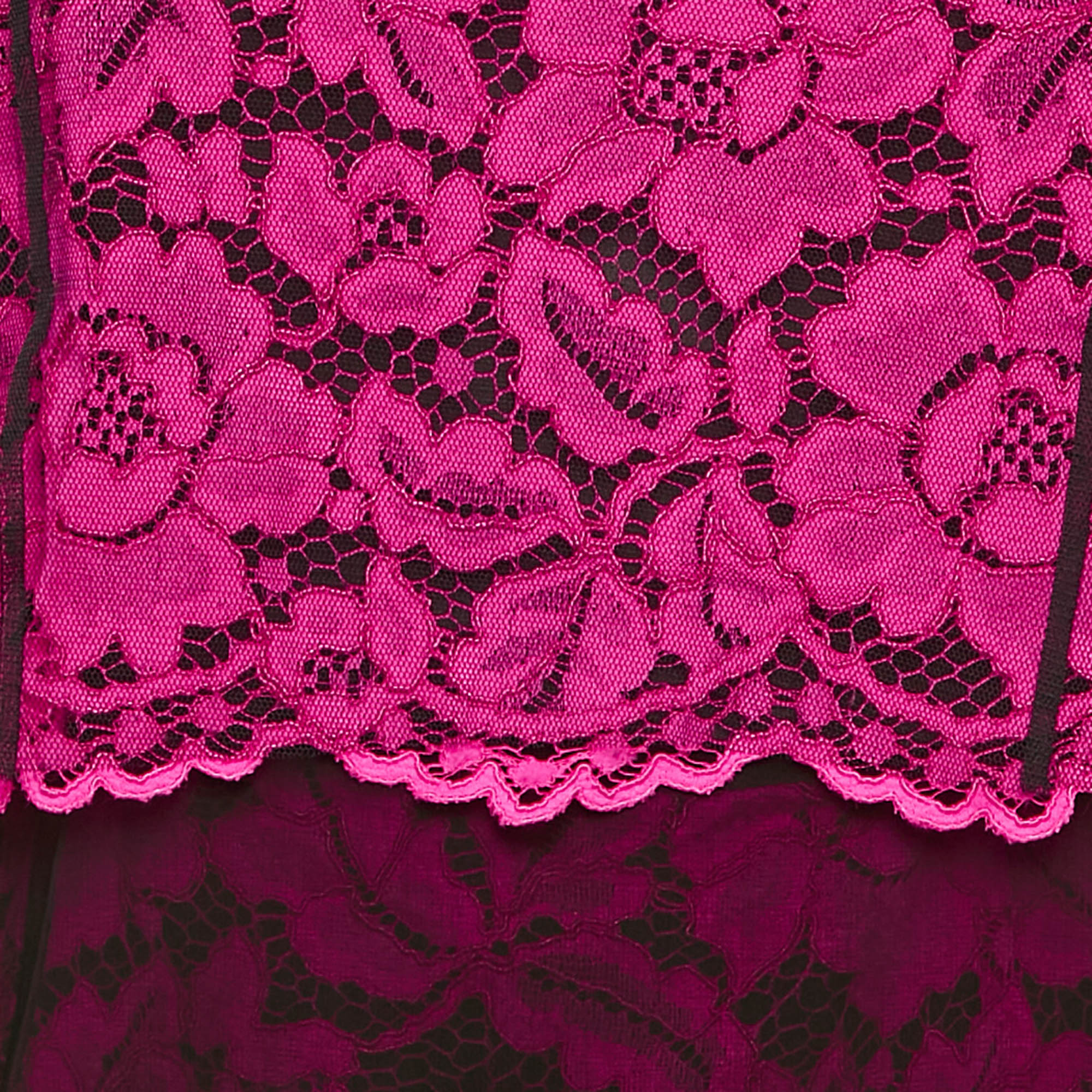 Sandro Pink Floral Lace Top and Skirt Set S/M 