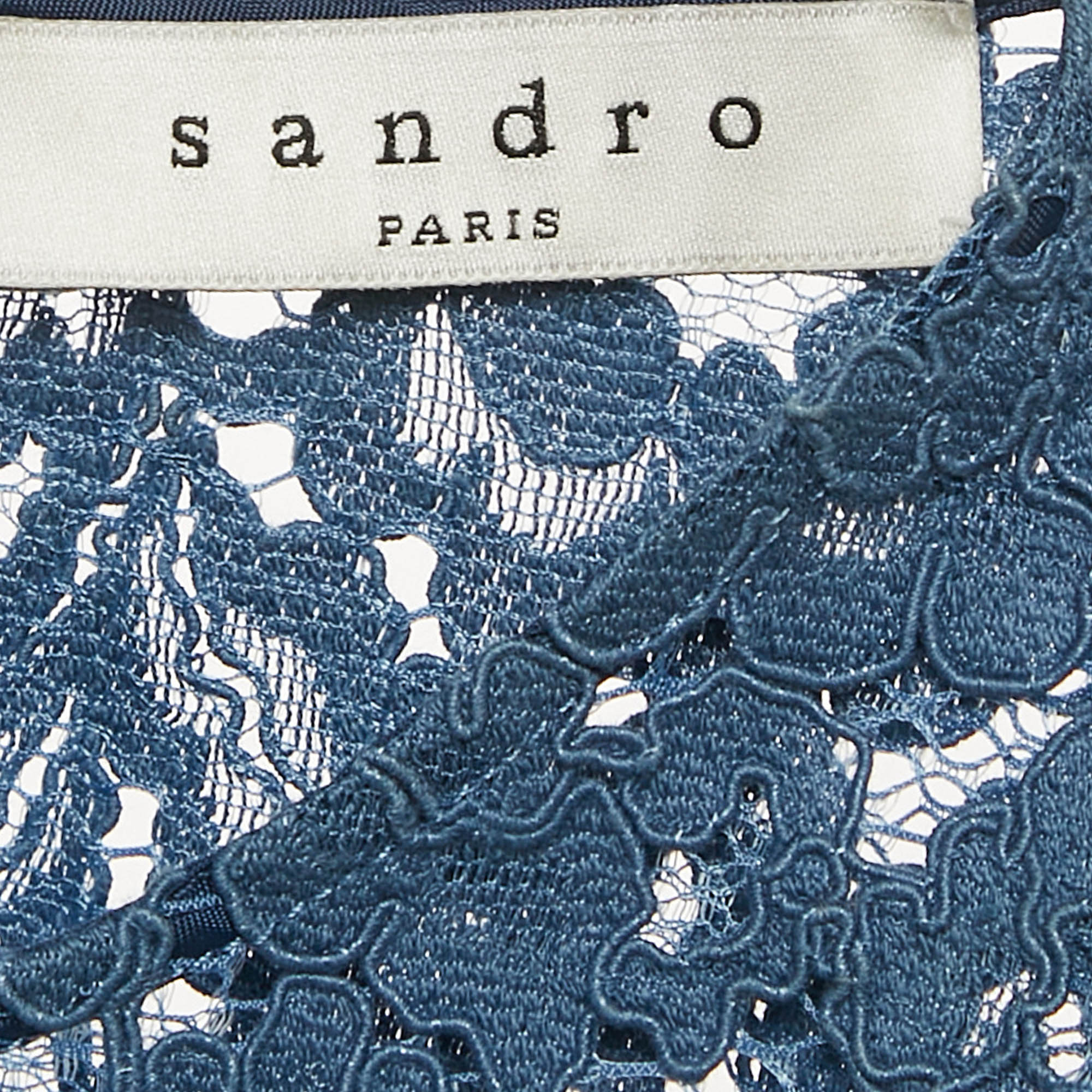 Sandro Blue Floral Lace Top and Skirt Set M/S 