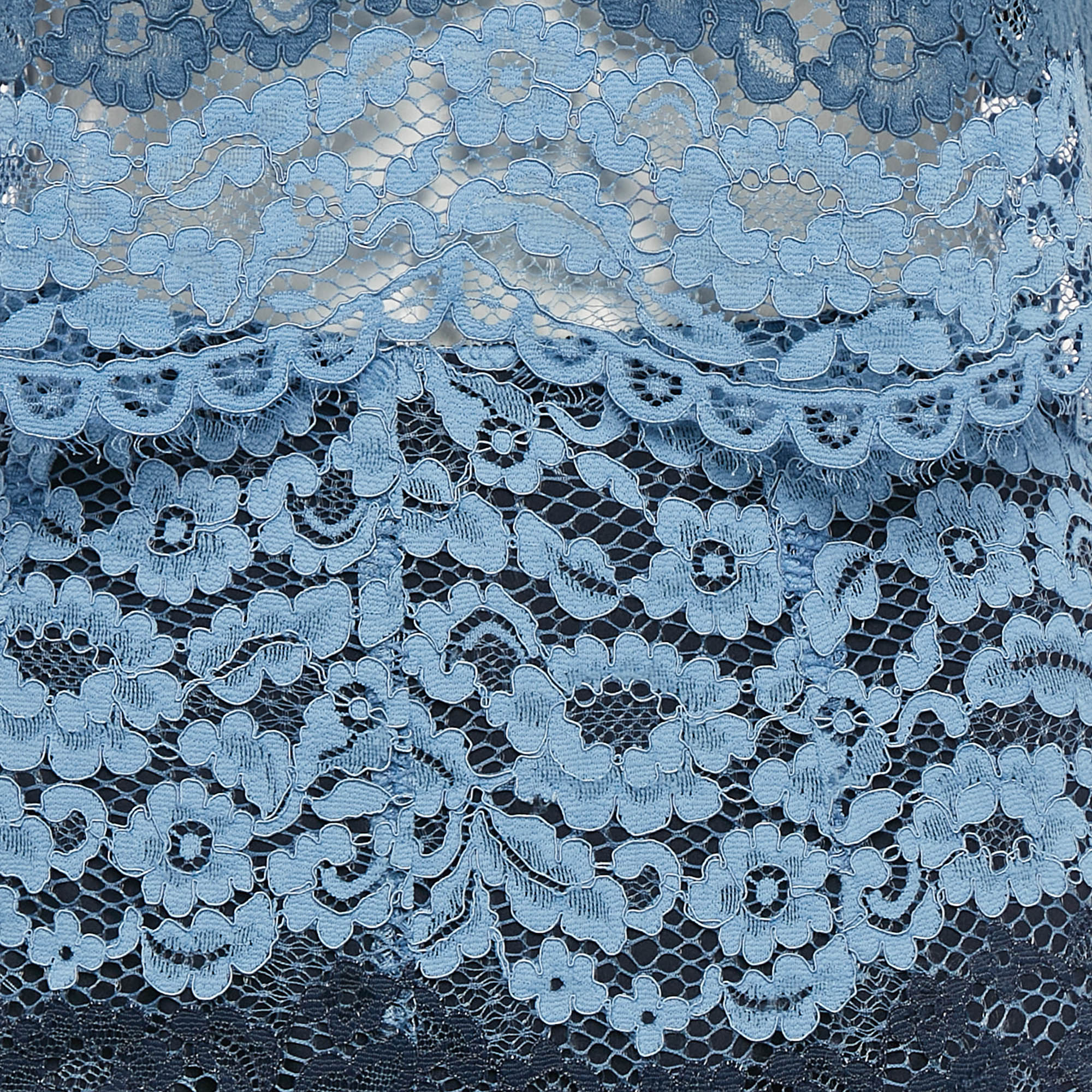 Sandro Blue Floral Lace Top and Skirt Set M/S 