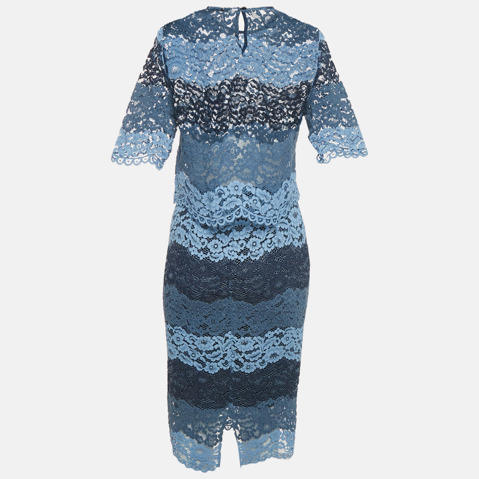 Sandro Blue Floral Lace Top and Skirt Set M/S 