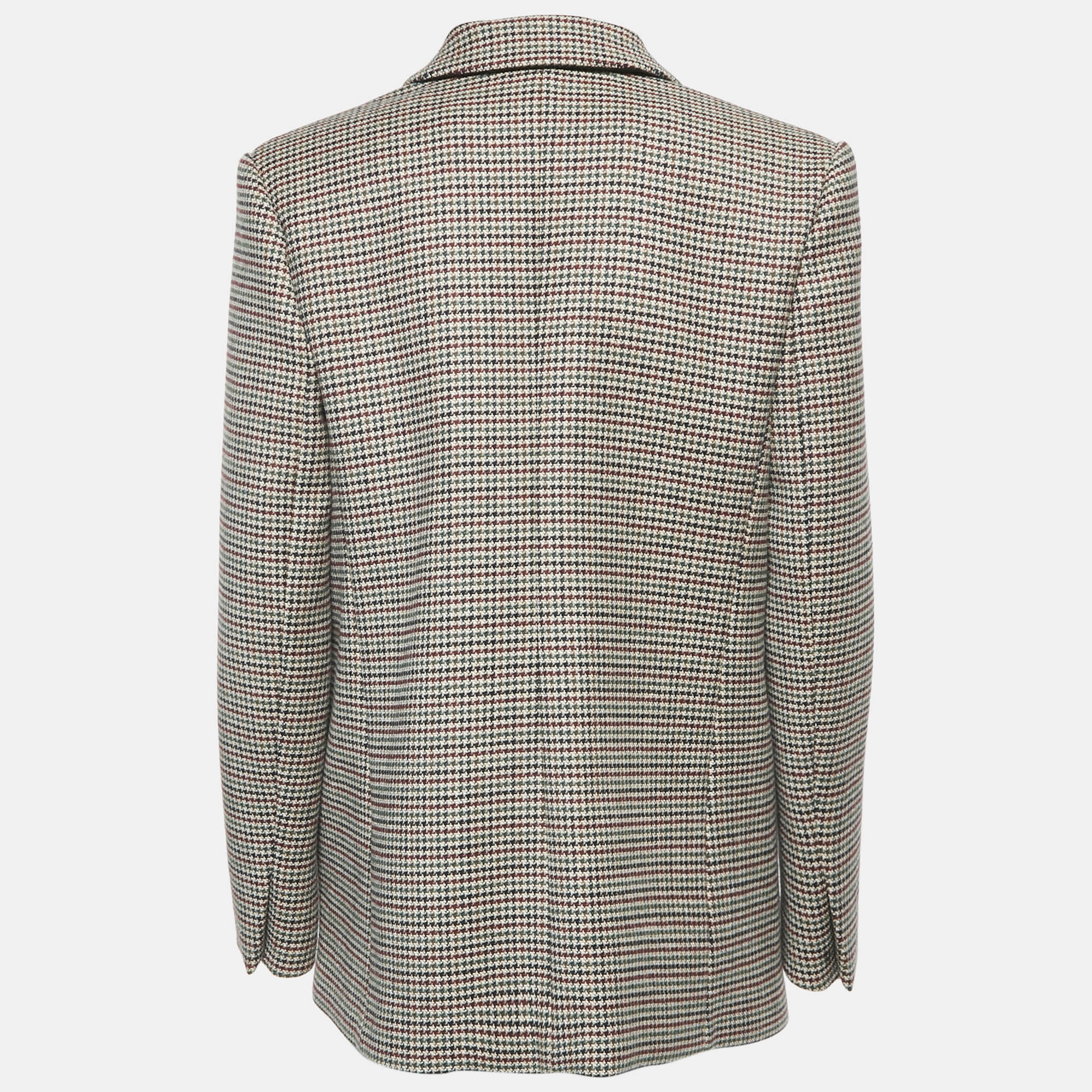 Sandro Multicolor Houndstooth Single Breasted Blazer L 