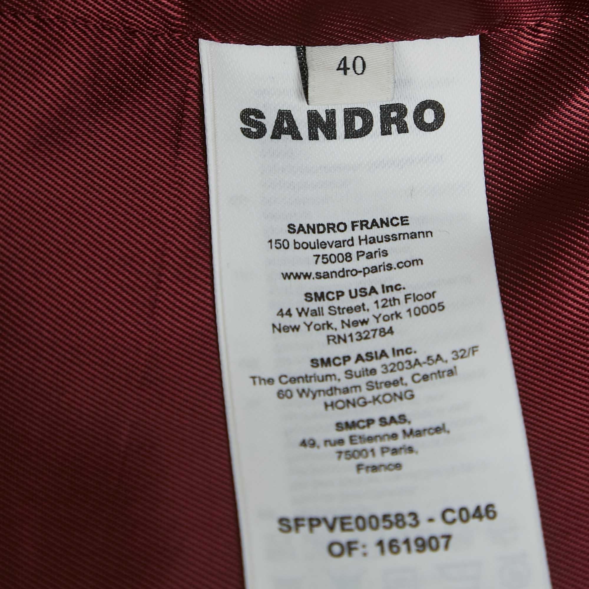 Sandro Multicolor Houndstooth Single Breasted Blazer L 