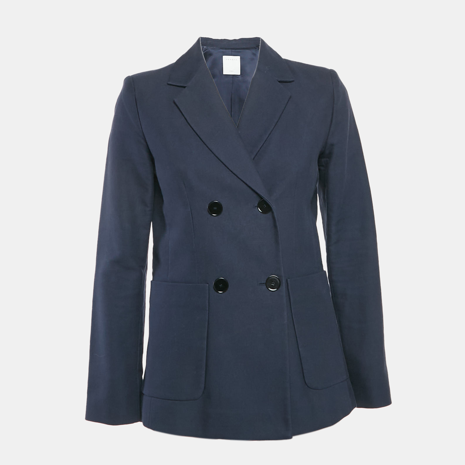 

Sandro Navy Blue Gabardine Double Breasted Blazer S