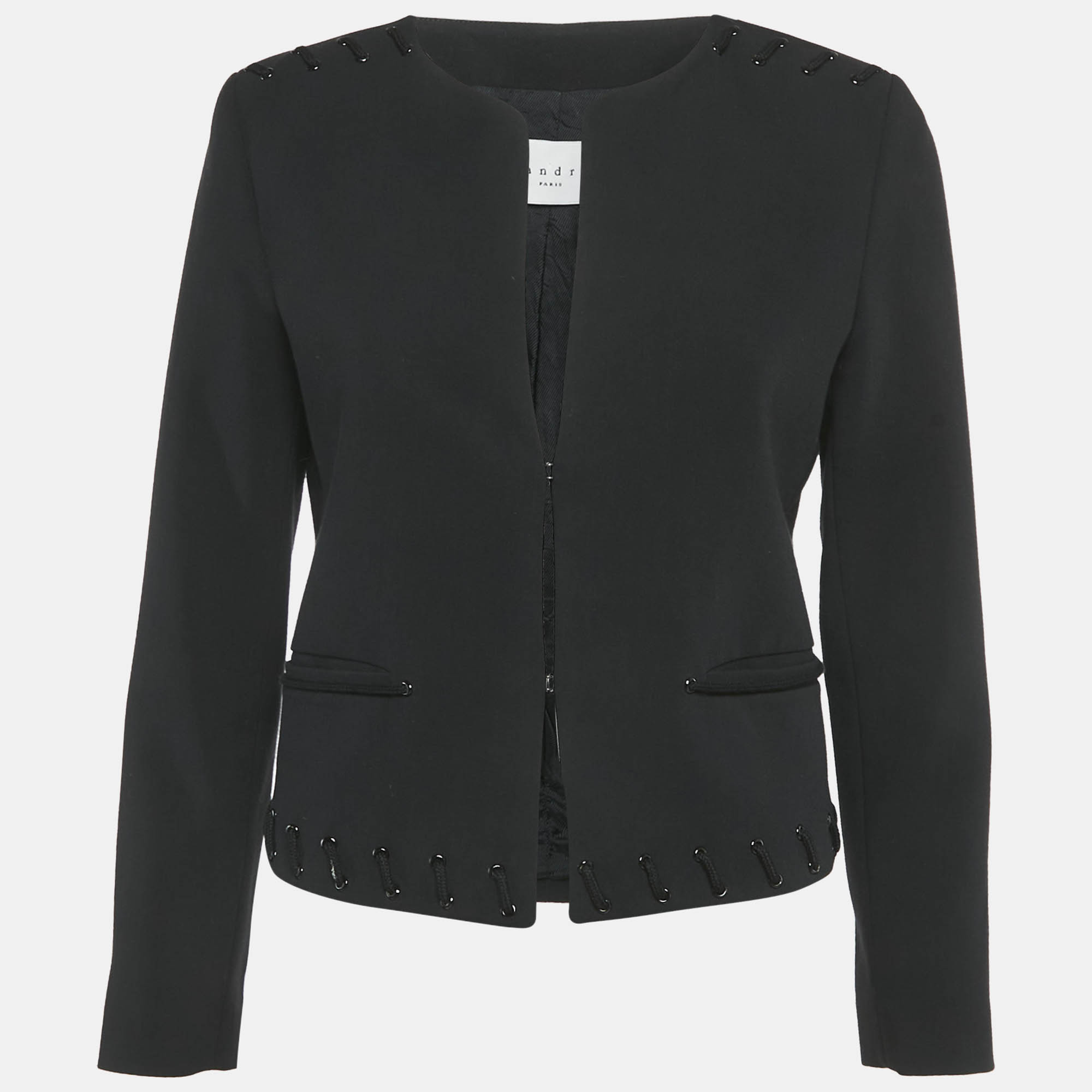 

Sandro Black Wool Lace-Up Blazer S