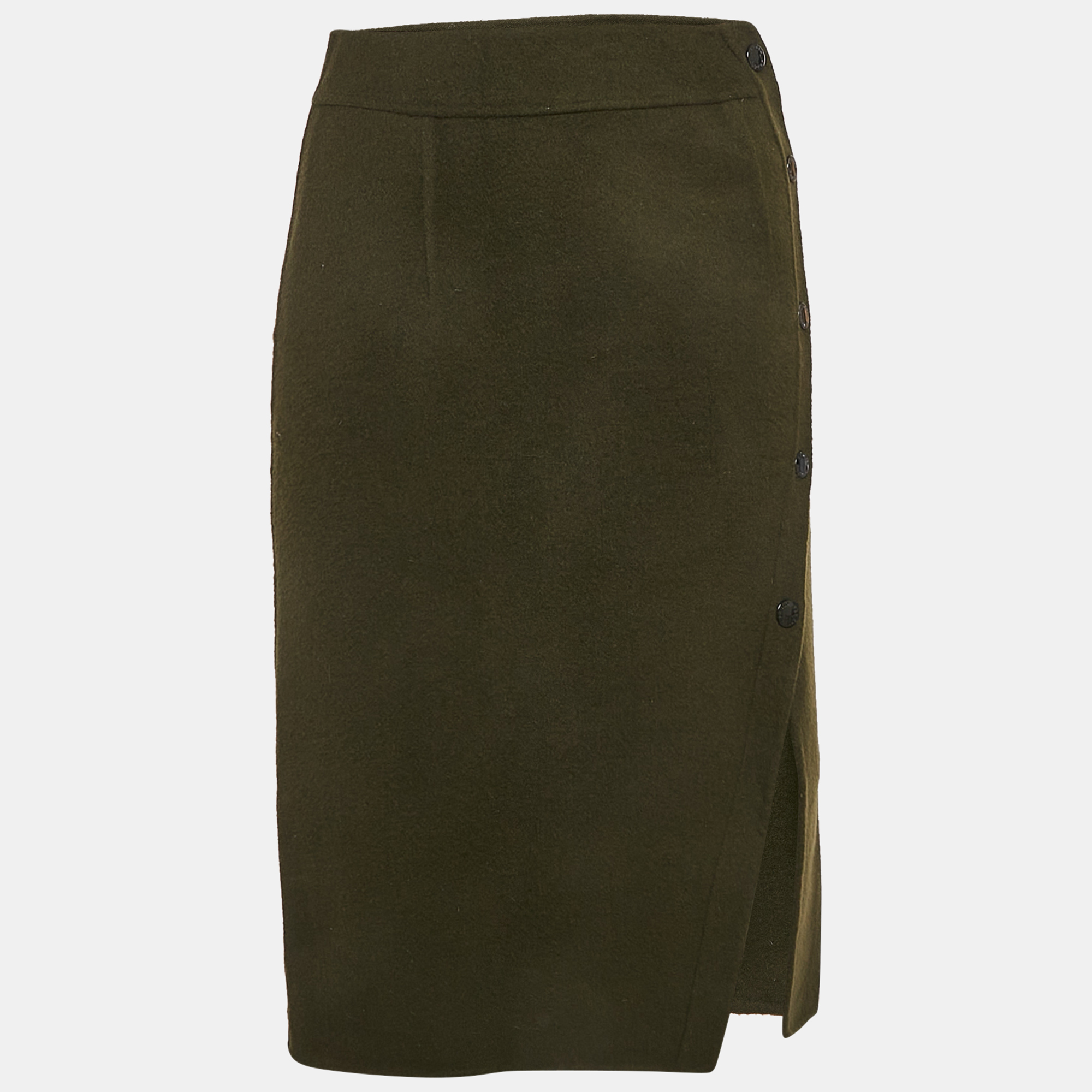 

Sandro Green Wool Felt Button Detail Pencil Skirt S