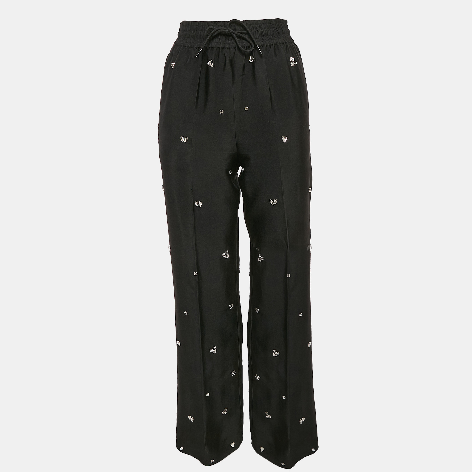 

Sandro Black Rhinestone Gabardine Trousers S