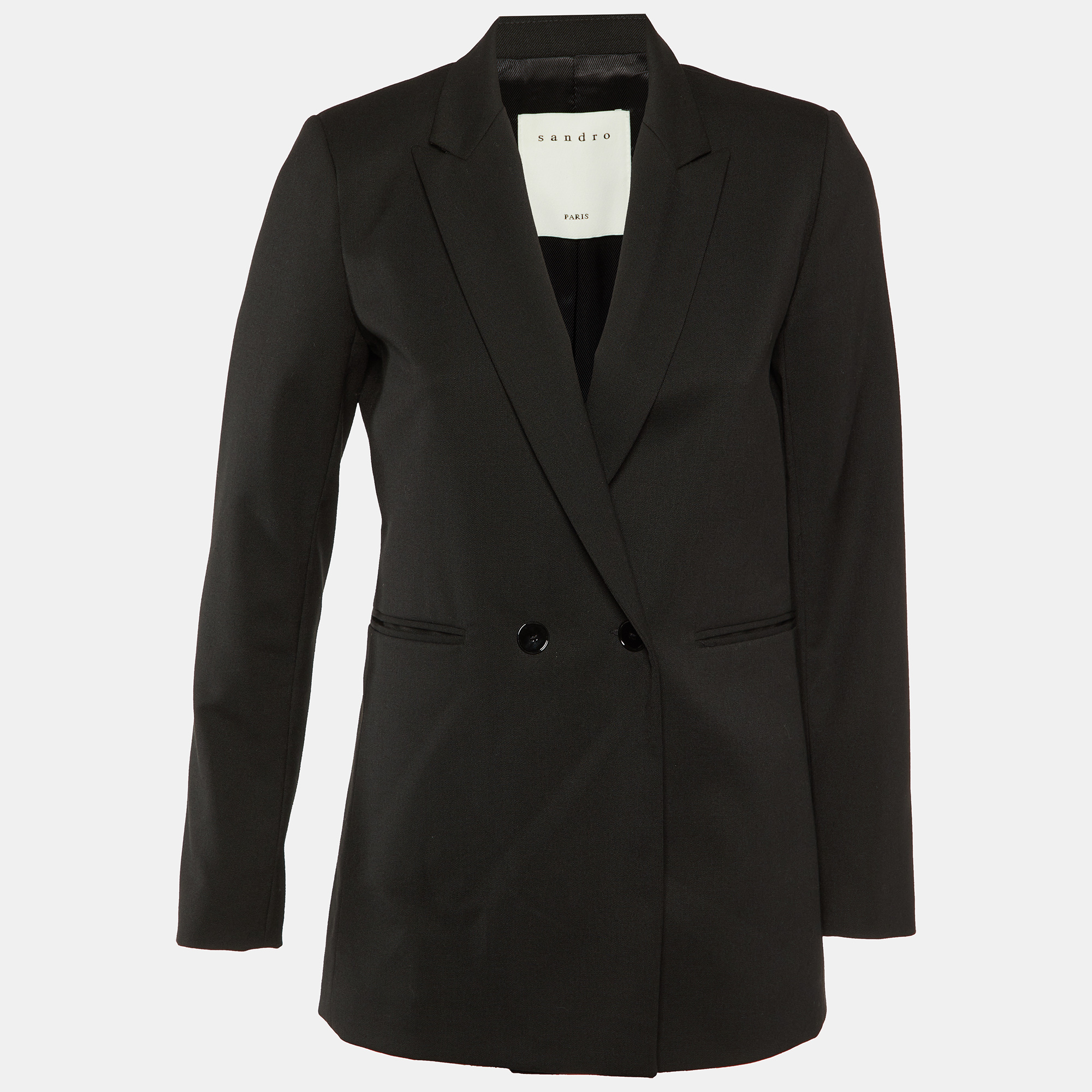 

Sandro Black Wool Blend Double Breasted Blazer S