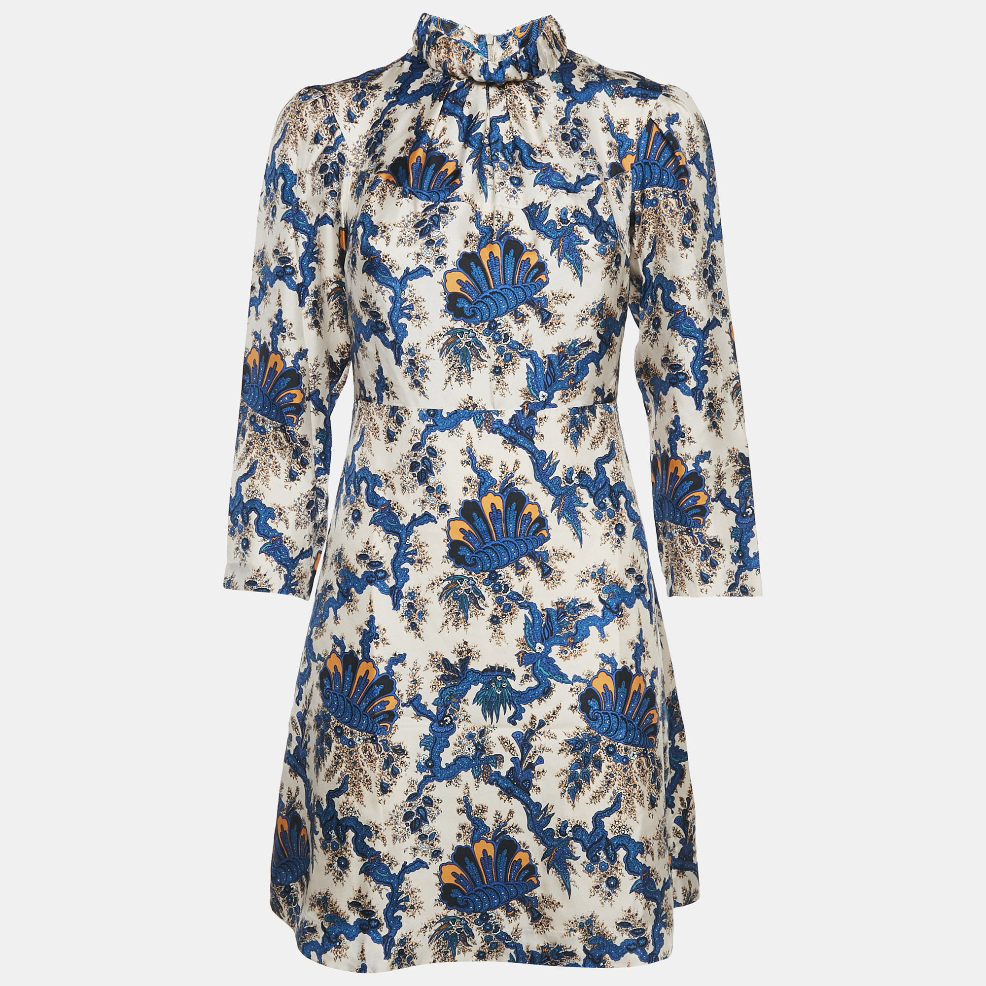 

Sandro Blue/Pink Floral Print Silk Mini Dress S