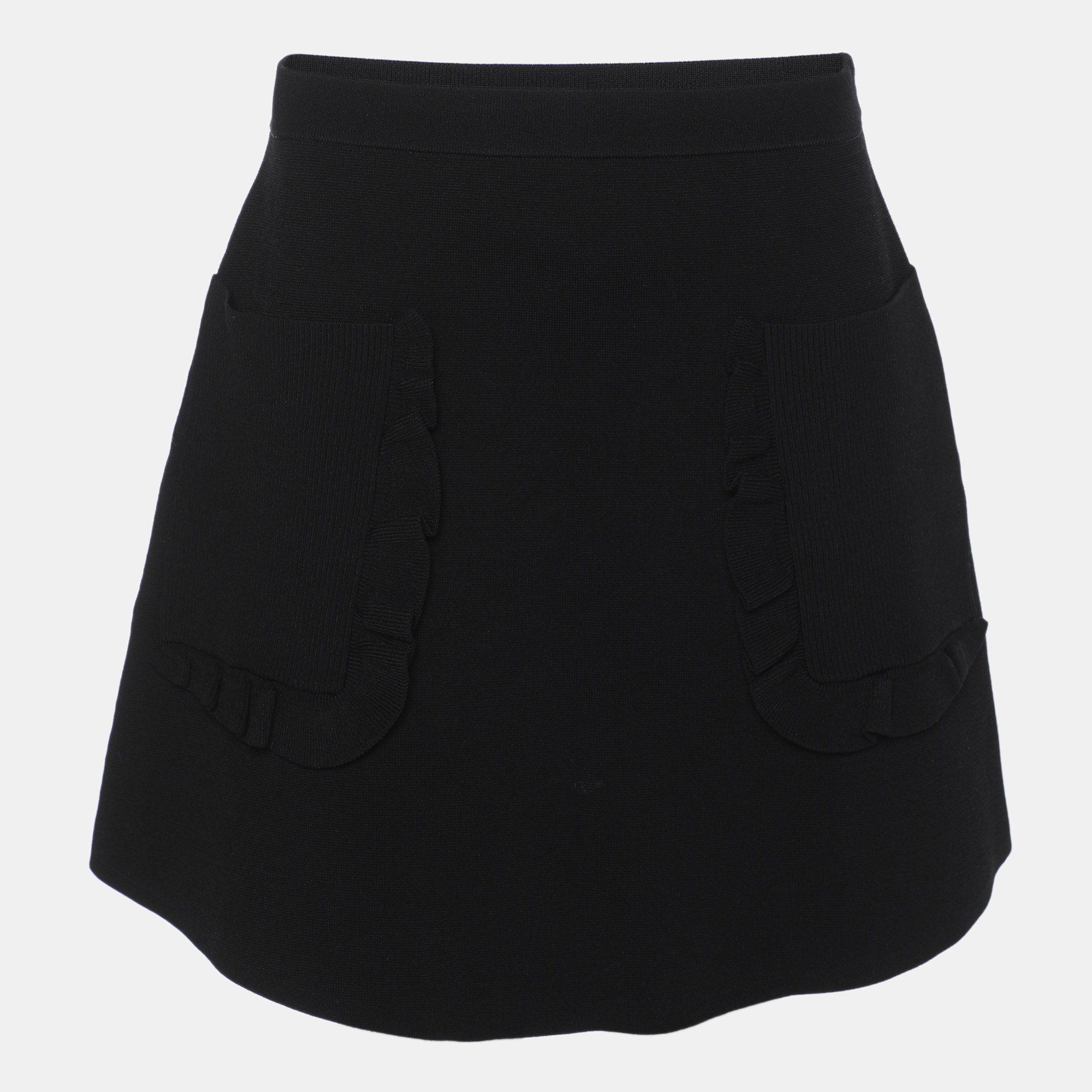 

Sandro Black Rib Knit Front Pocket Mini Skirt M
