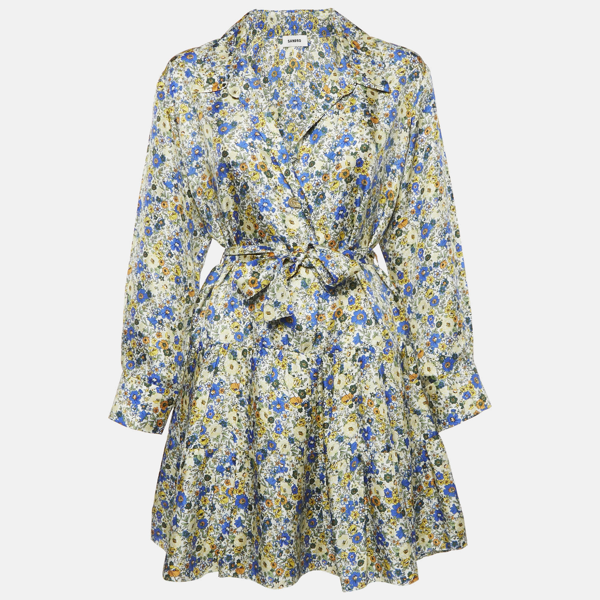 

Sandro Multicolor printed Silk Belted Mini Dress M