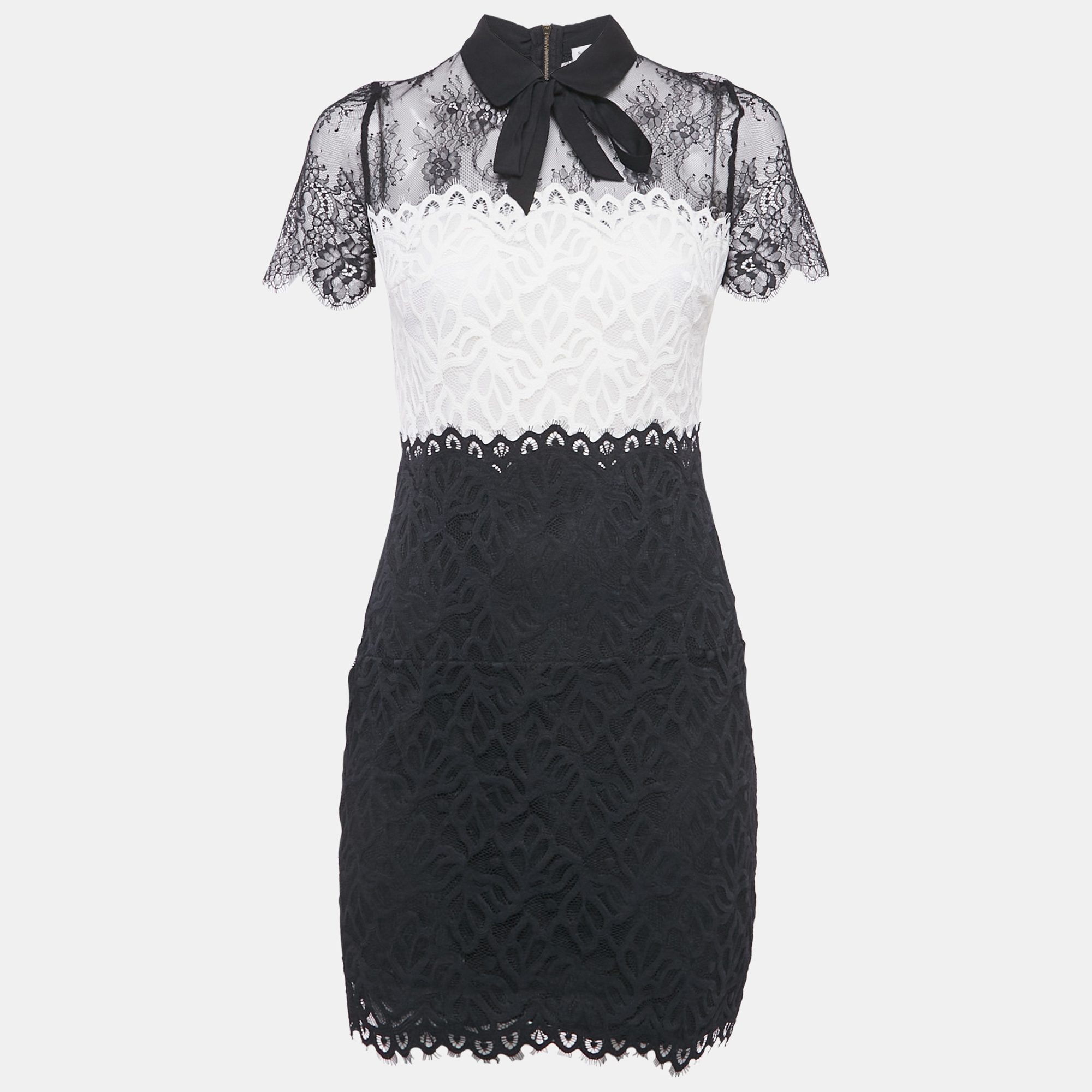 

Sandro Black/White Patterned Lace Mini Dress M
