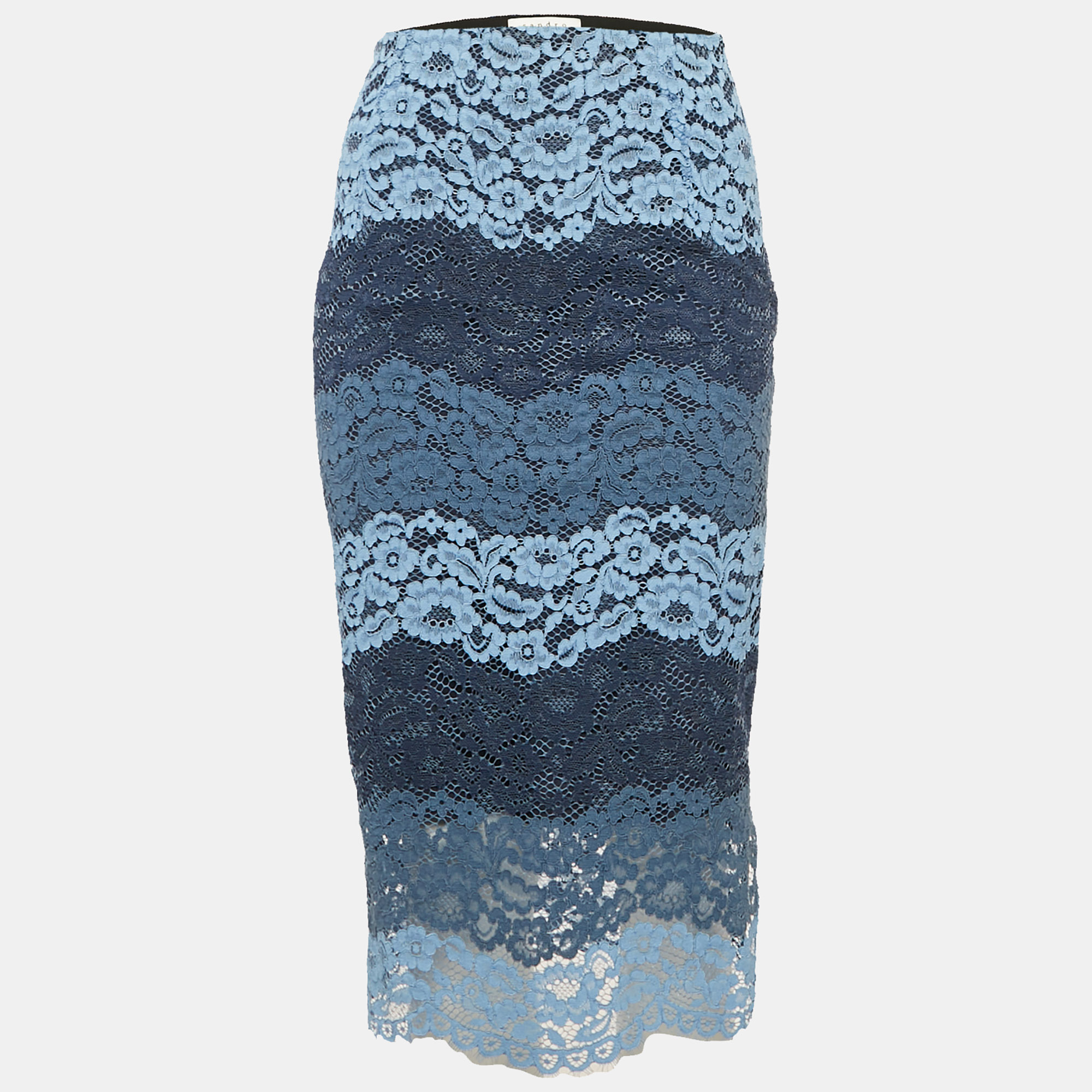 Pre-owned Sandro Blue Lace Midi Skirt S