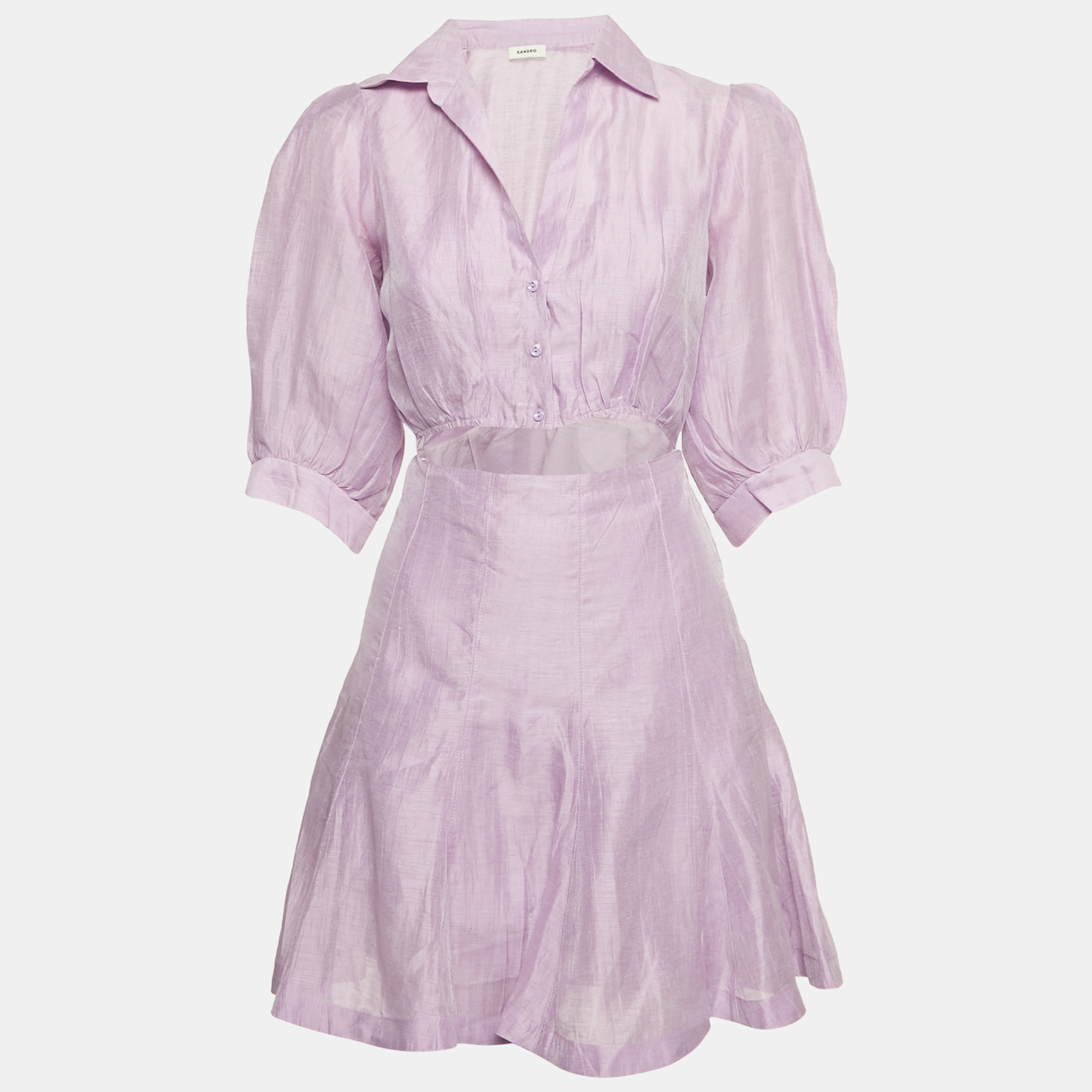 

Sandro Light Purple Linen Cut-Out Mini Dress XS
