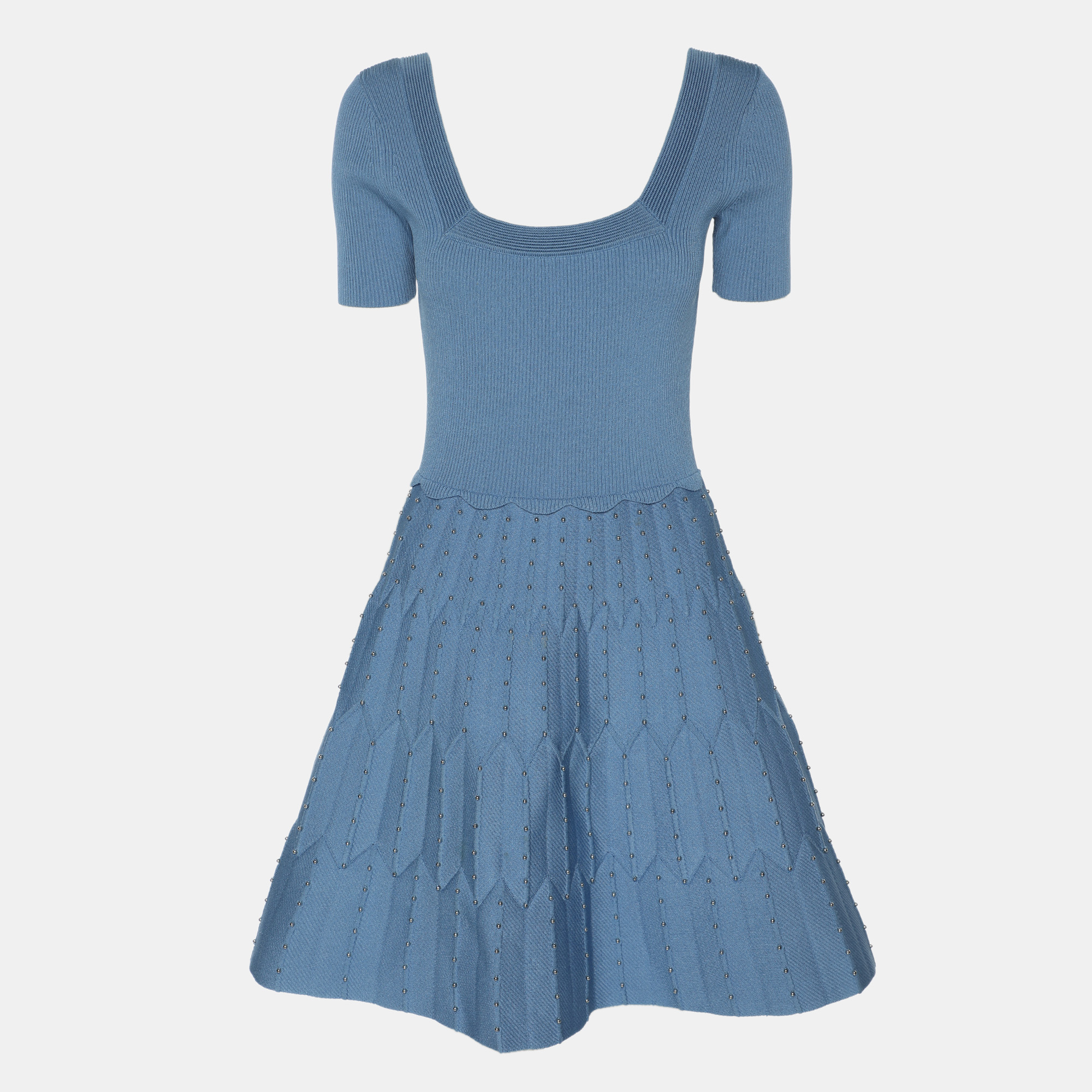 

Sandro Blue Knit Embellished Dress S