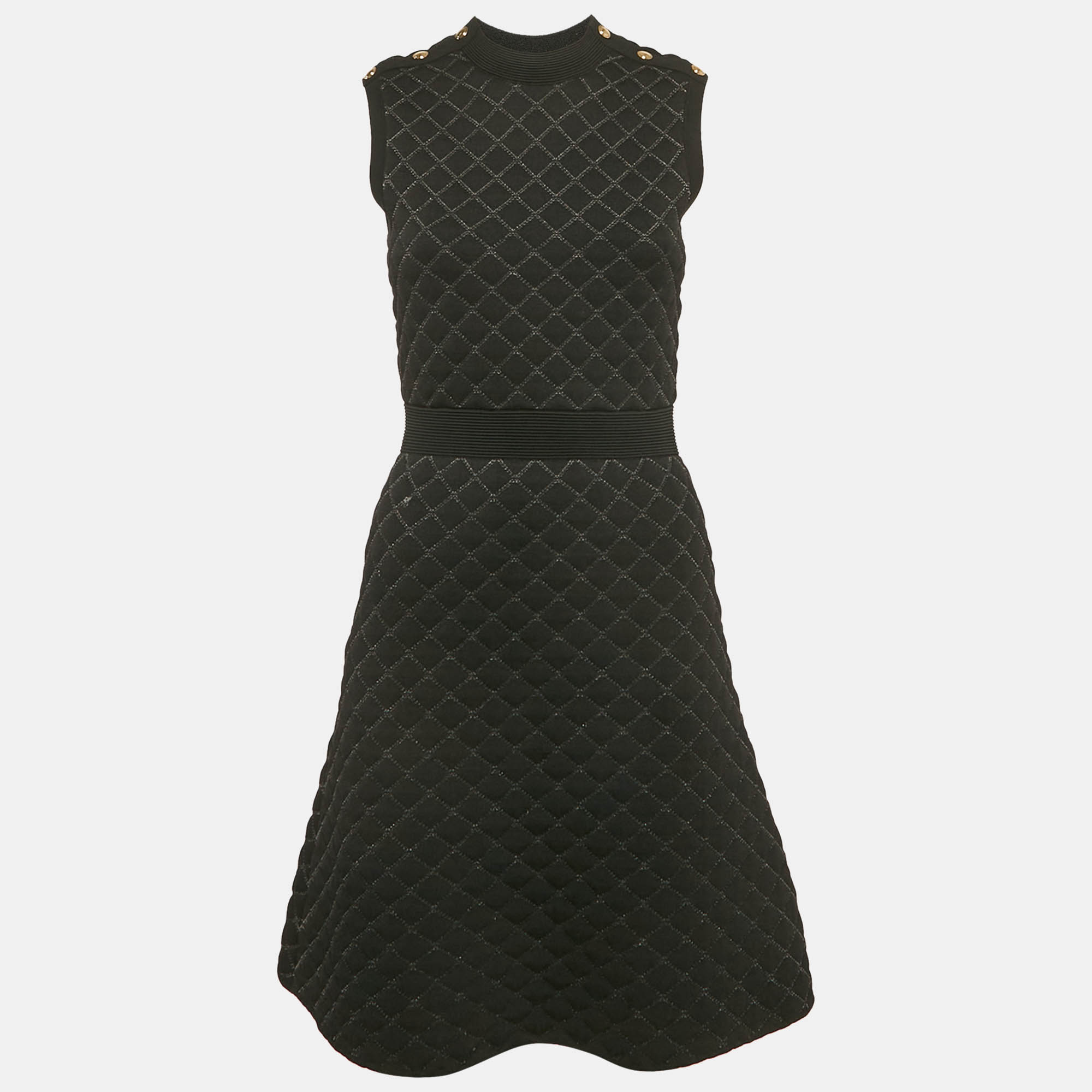 

Sandro Black Quilted Knit Sleeveless Mini Dress S