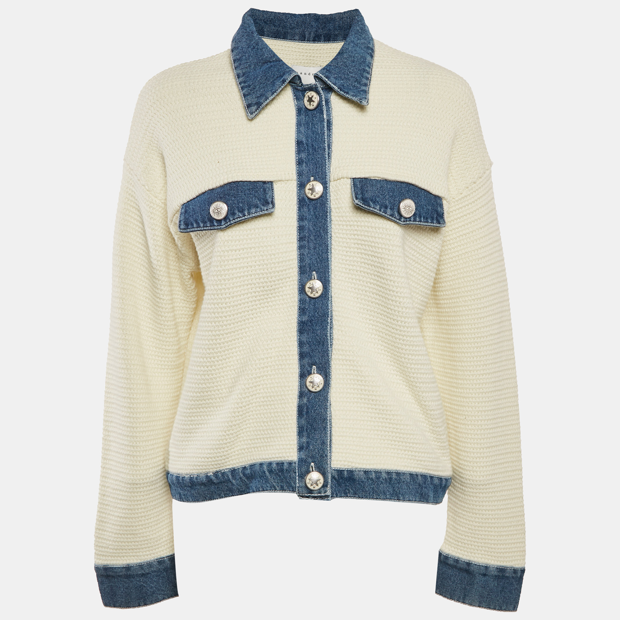 

Sandro Cream Crochet Nino Denim Detail Jacket L
