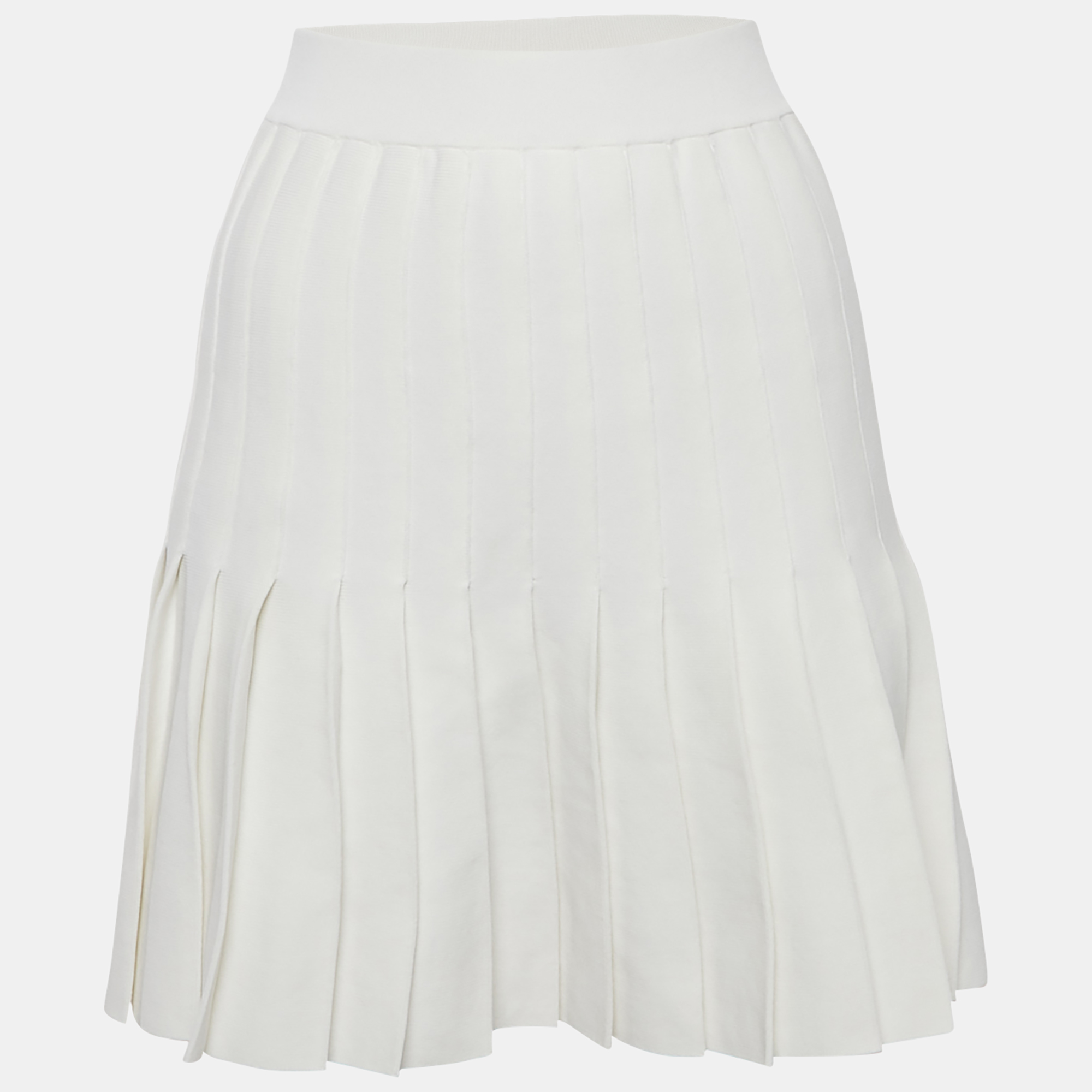 

Sandro White Rib Knit Pleated Mini Skirt S
