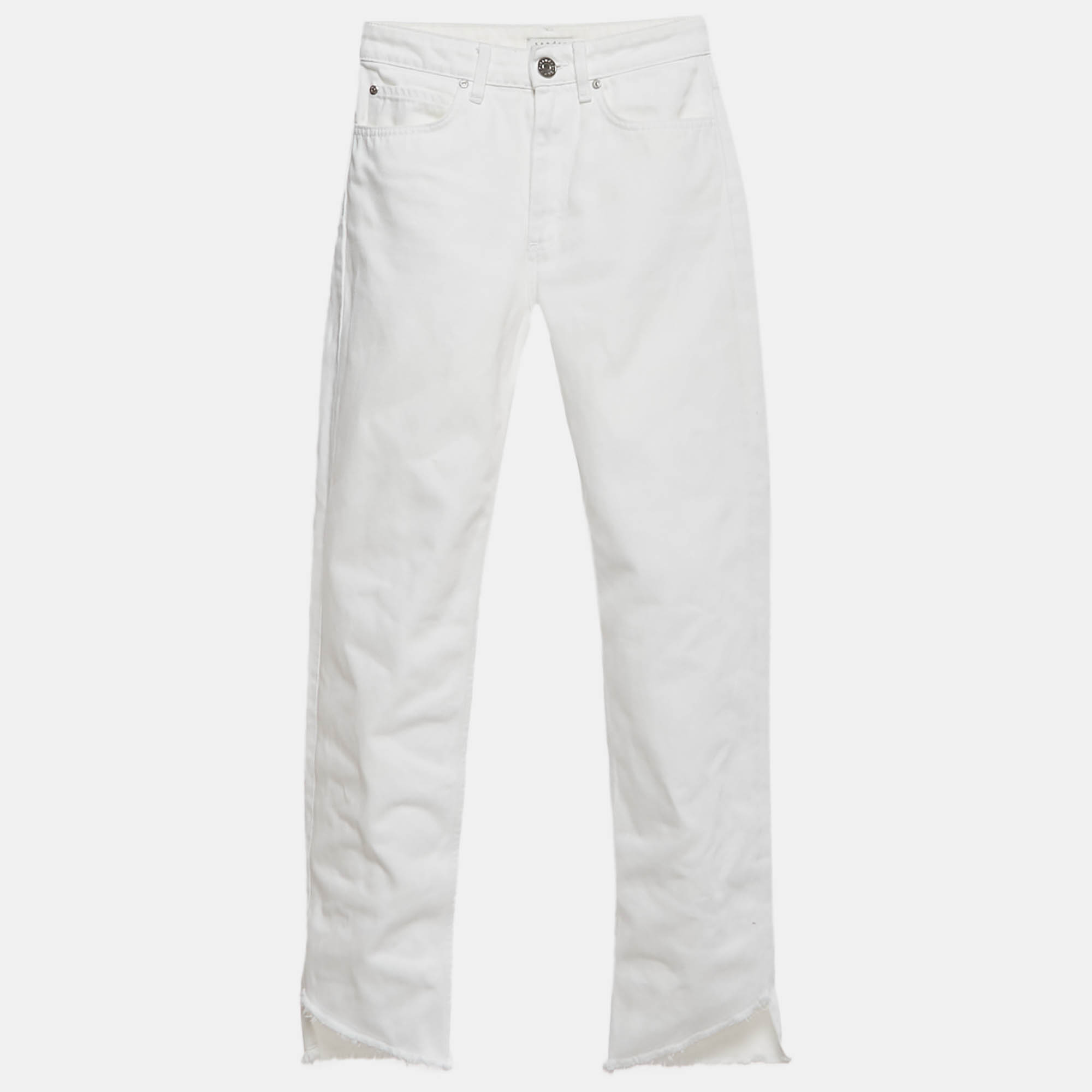 

Sandro White Denim Raw Hem Jeans S Waist 26"