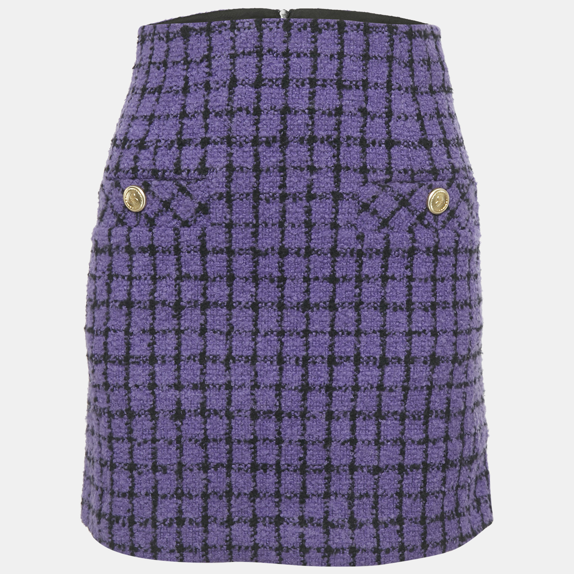 

Sandro Purple Checkered Tweed Mini Skirt XS