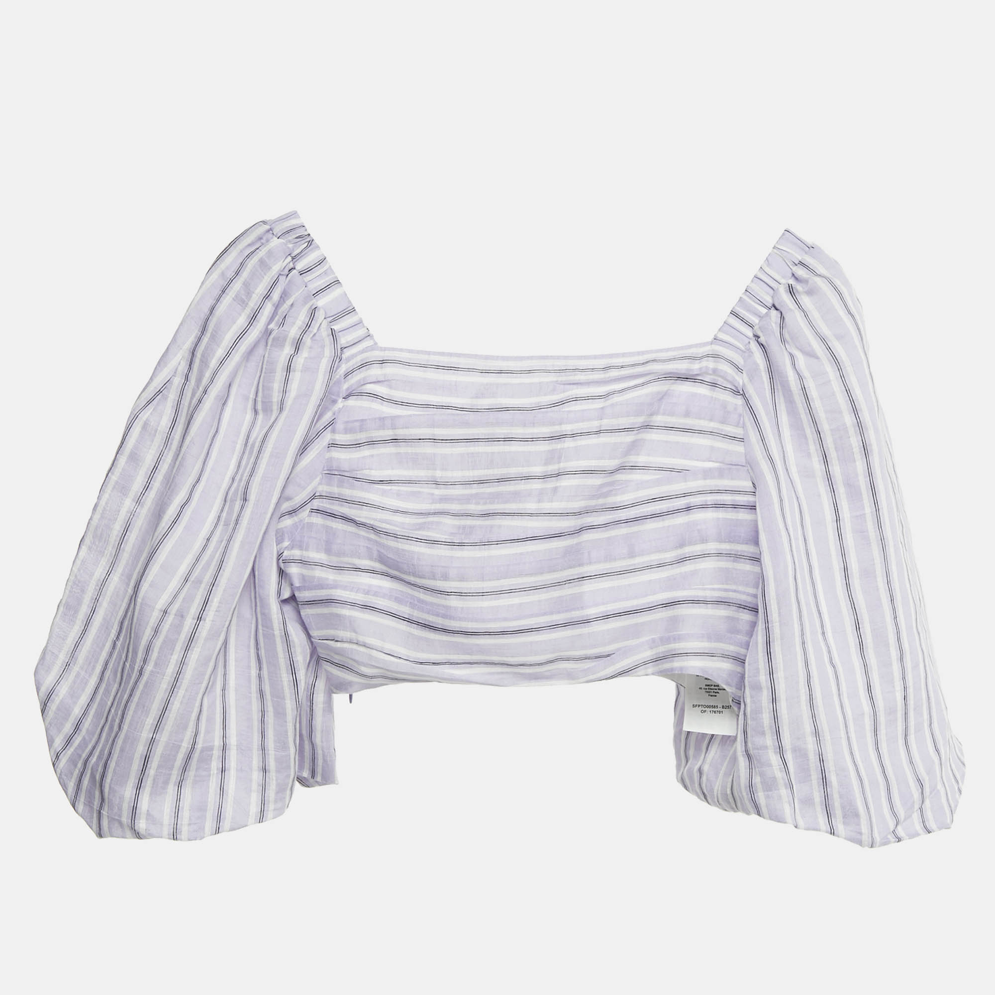 

Sandro Lilac Stripe Linen Blend Blonvilla Cropped Top XS, Purple