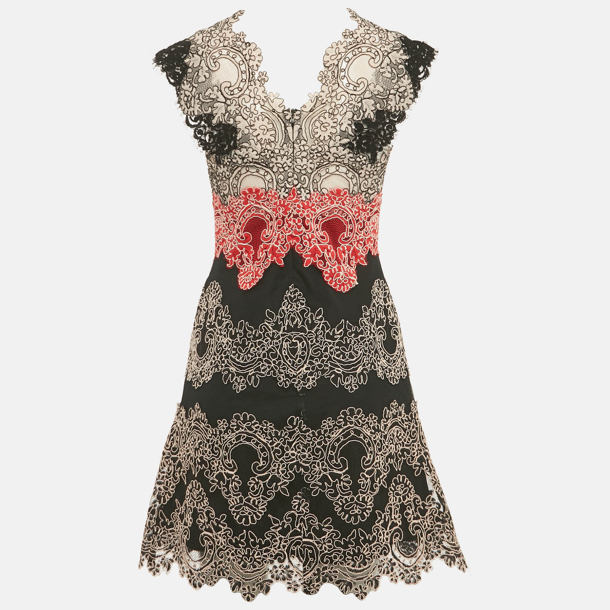 Sandro Black Lace V-Neck Mini Dress M