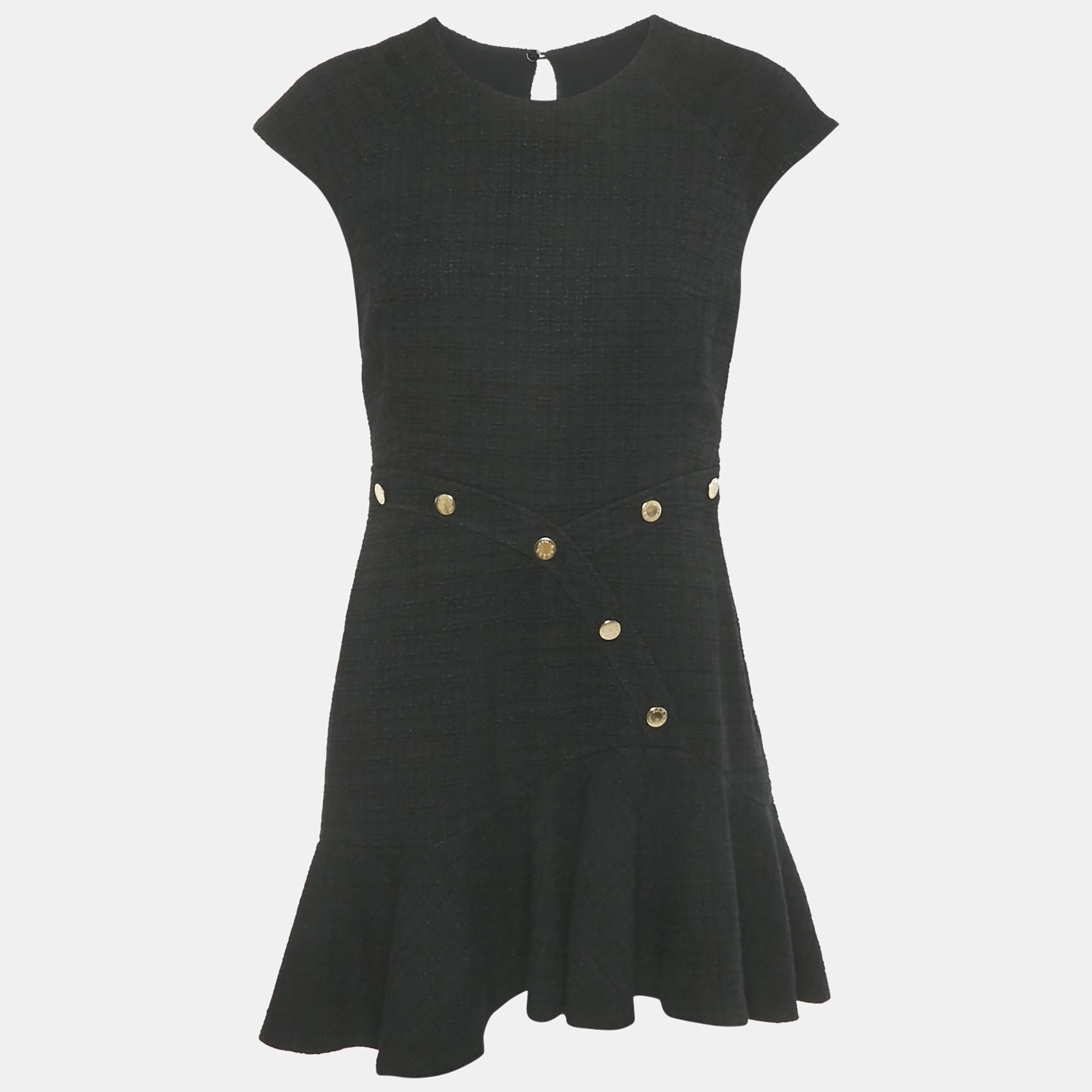 

Sandro Black Tweed Flounced Hem Mini Dress M