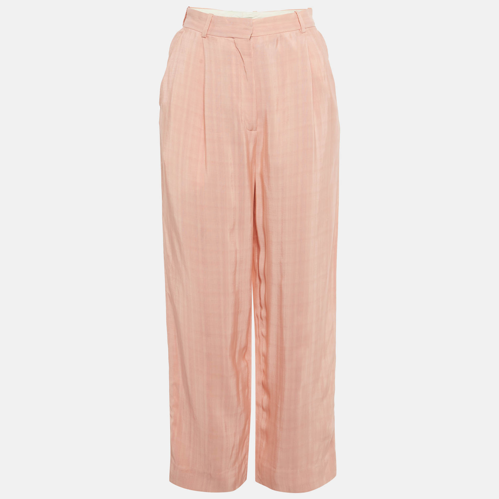 

Sandro Poudre Pink Crepe Straight Fit Trousers S