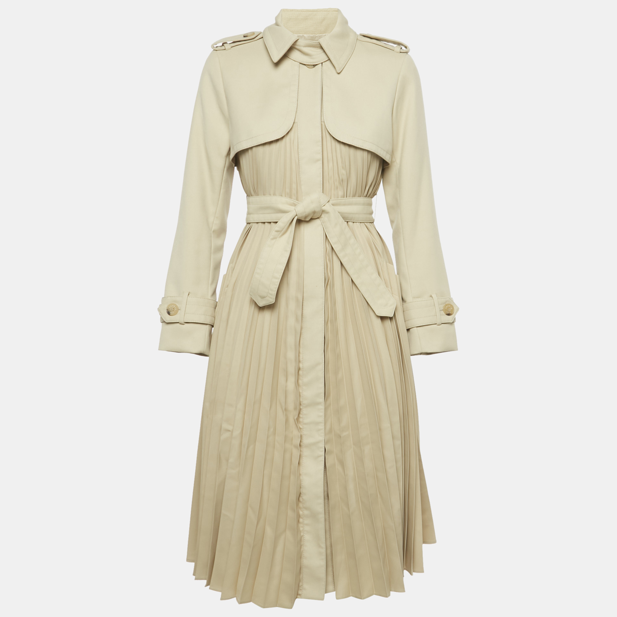 

Sandro Beige Crepe Pleated Trench Coat S