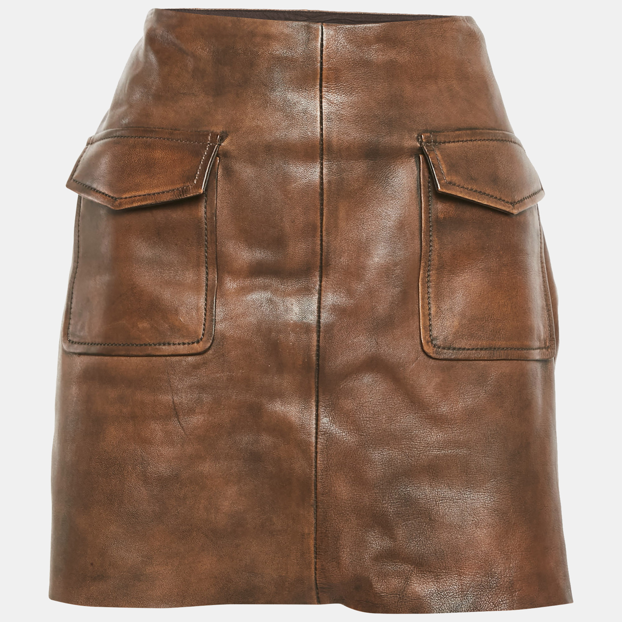 

Sandro Brown Leather Mini Skirt L