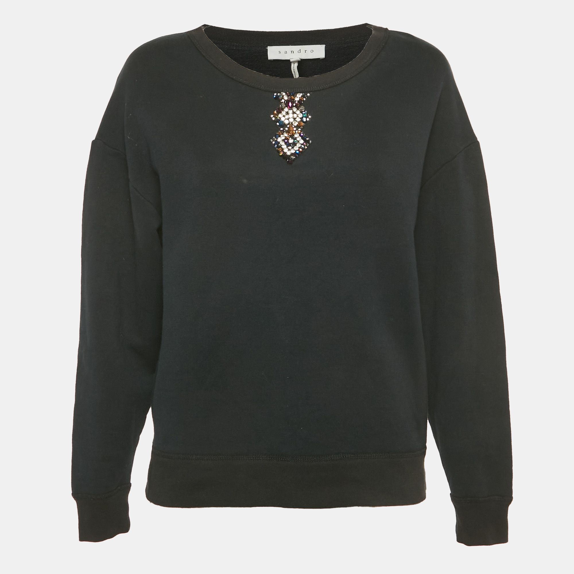 

Sandro Navy Blue Embellished Detail Cotton Sweatshirt M