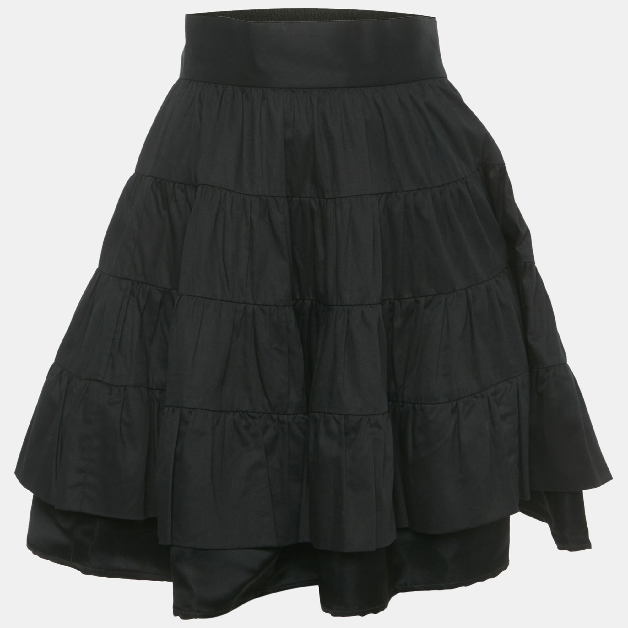 

Sandro Black Cotton Tiered Mini Skirt XS