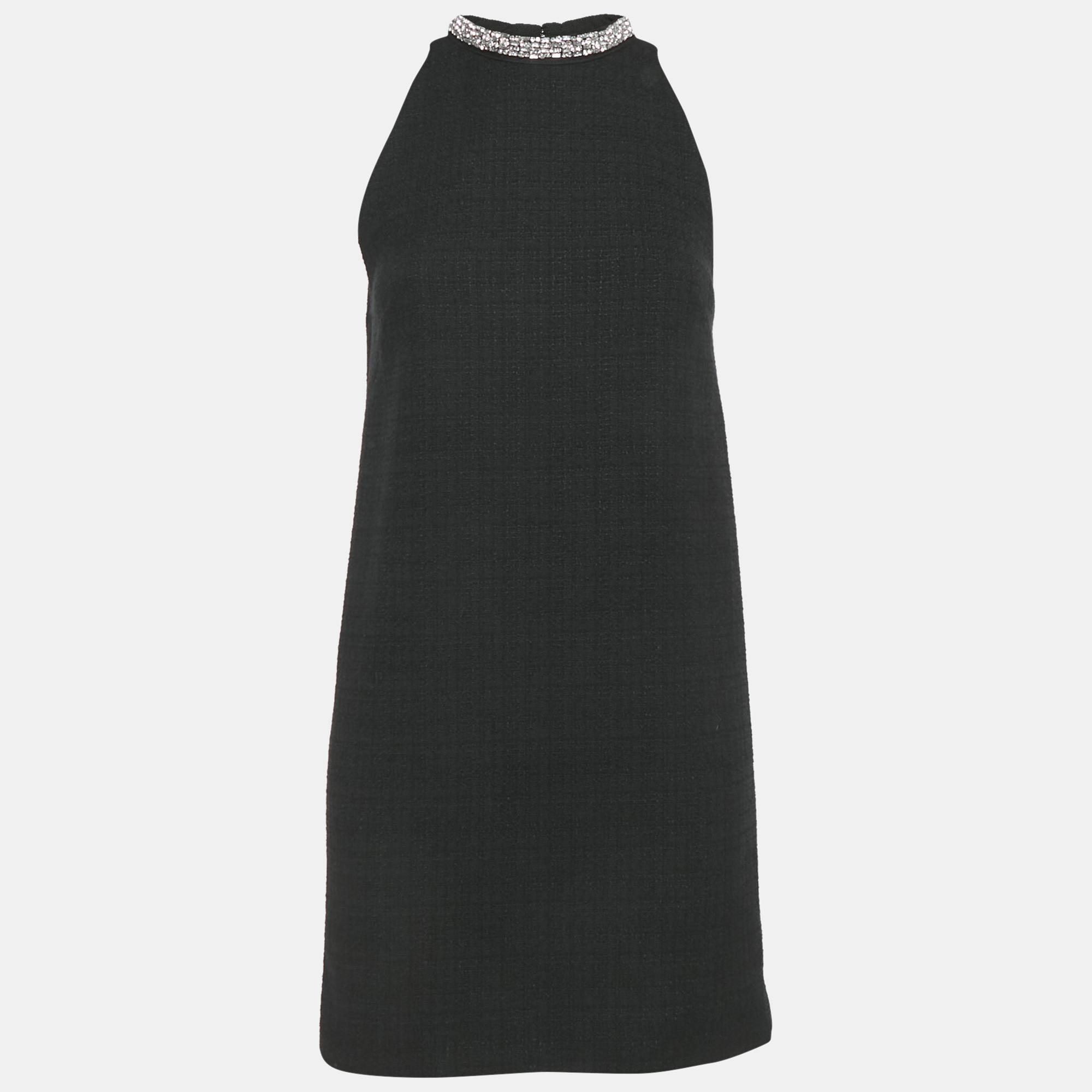 

Sandro Black Tweed Embellished Collar Mini Dress XS