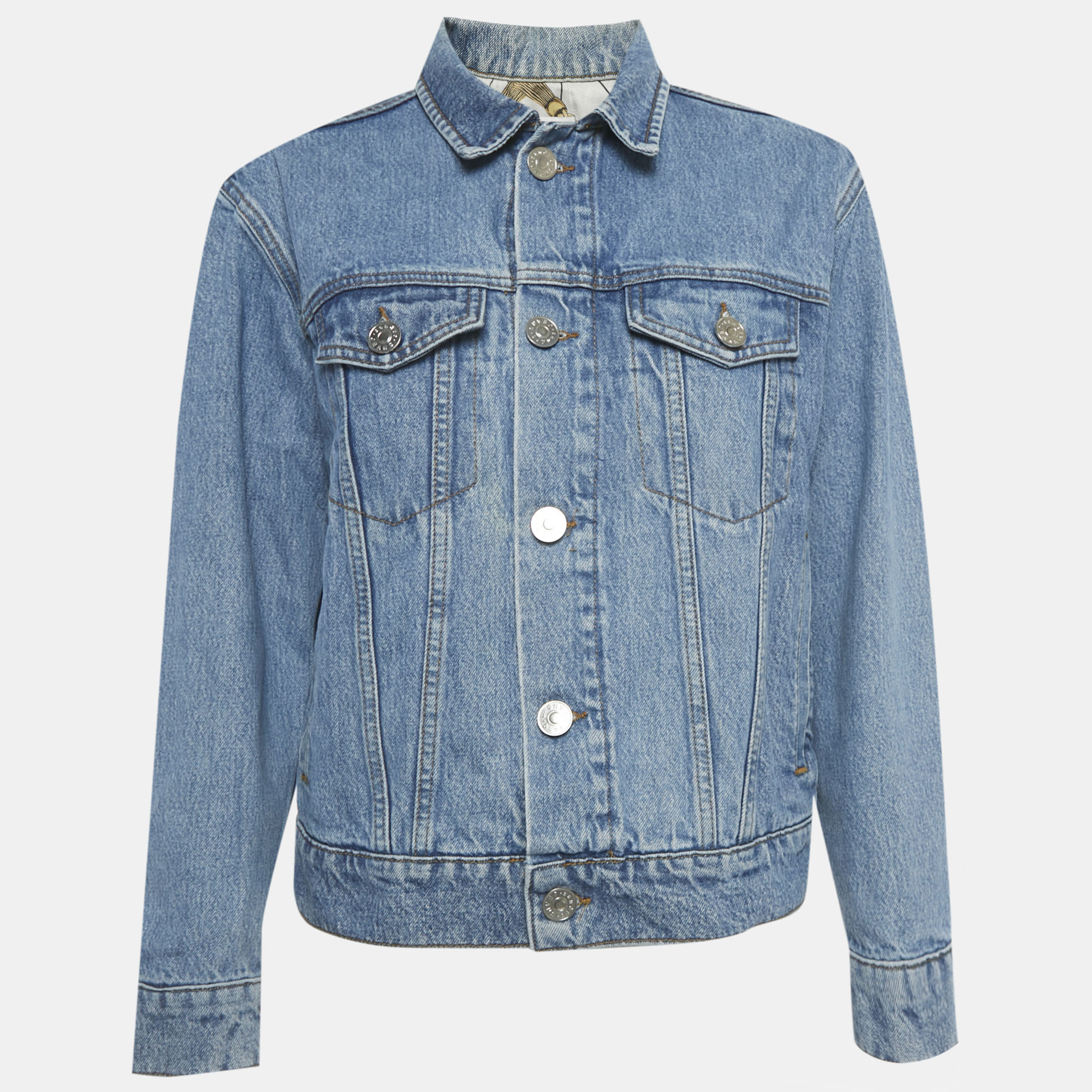 Pre-owned Sandro Blue Denim Long Sleeve Jacket S