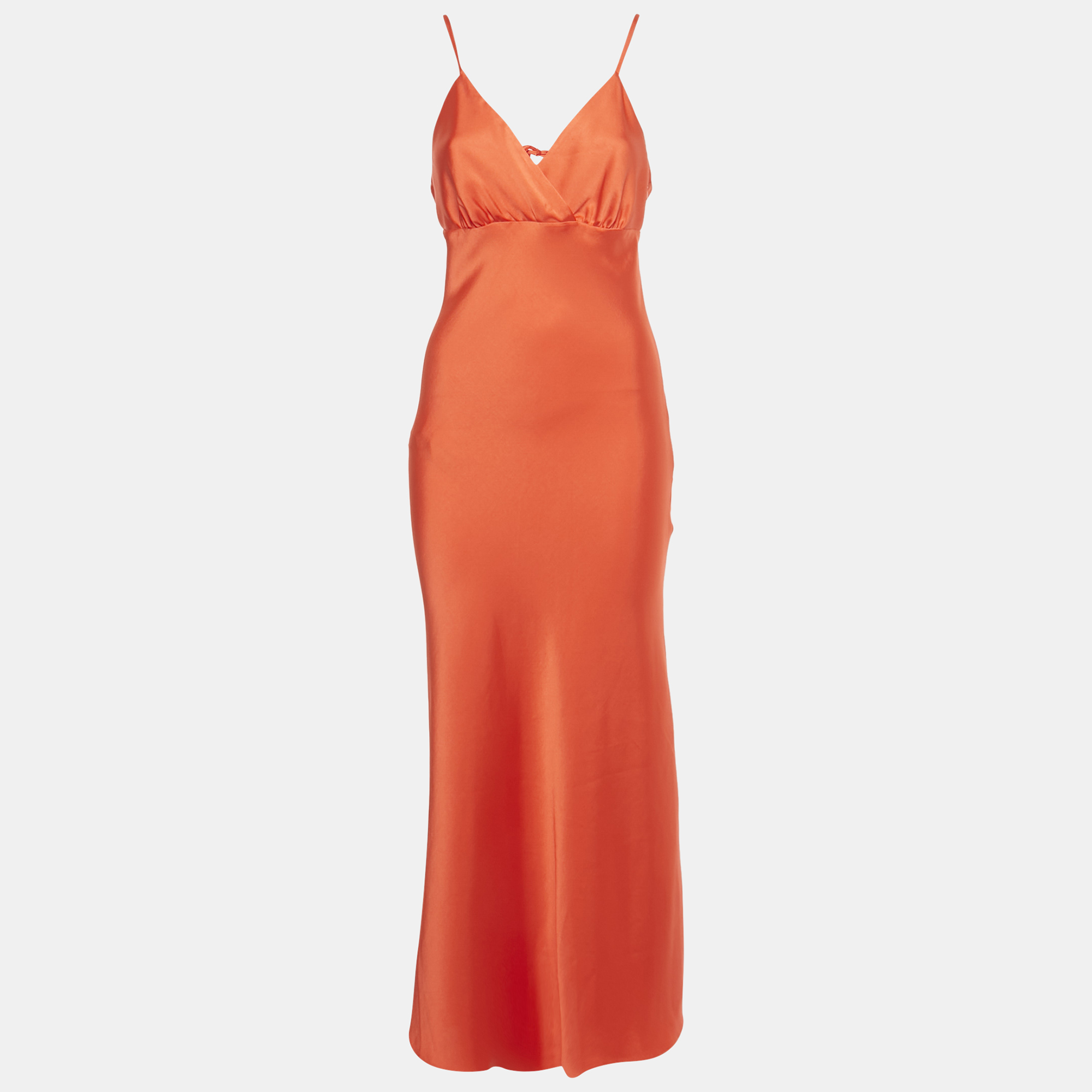 

Sandro Orange Satin Floaty Maxi Dress S