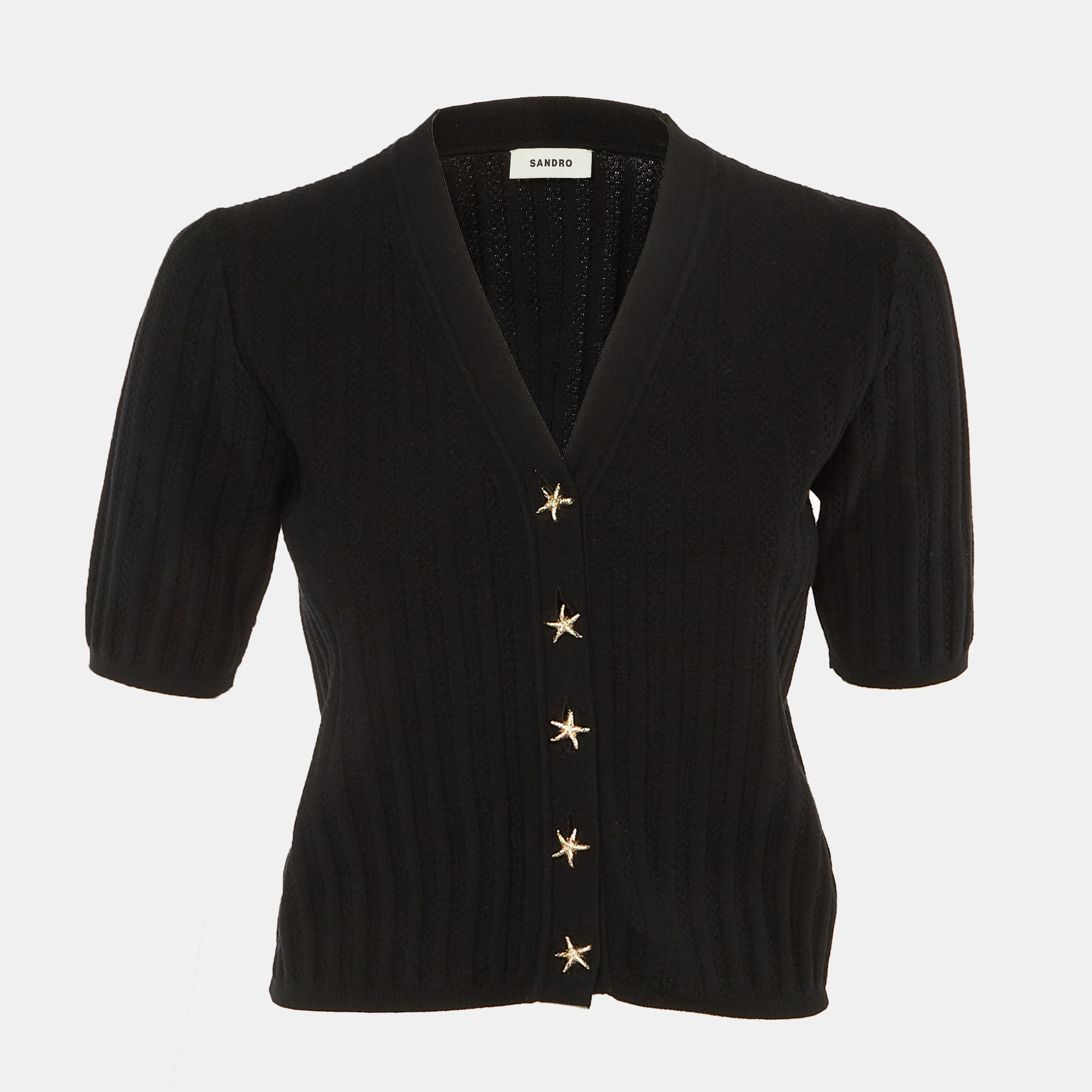 

Sandro Black Rib Knit Sweater L