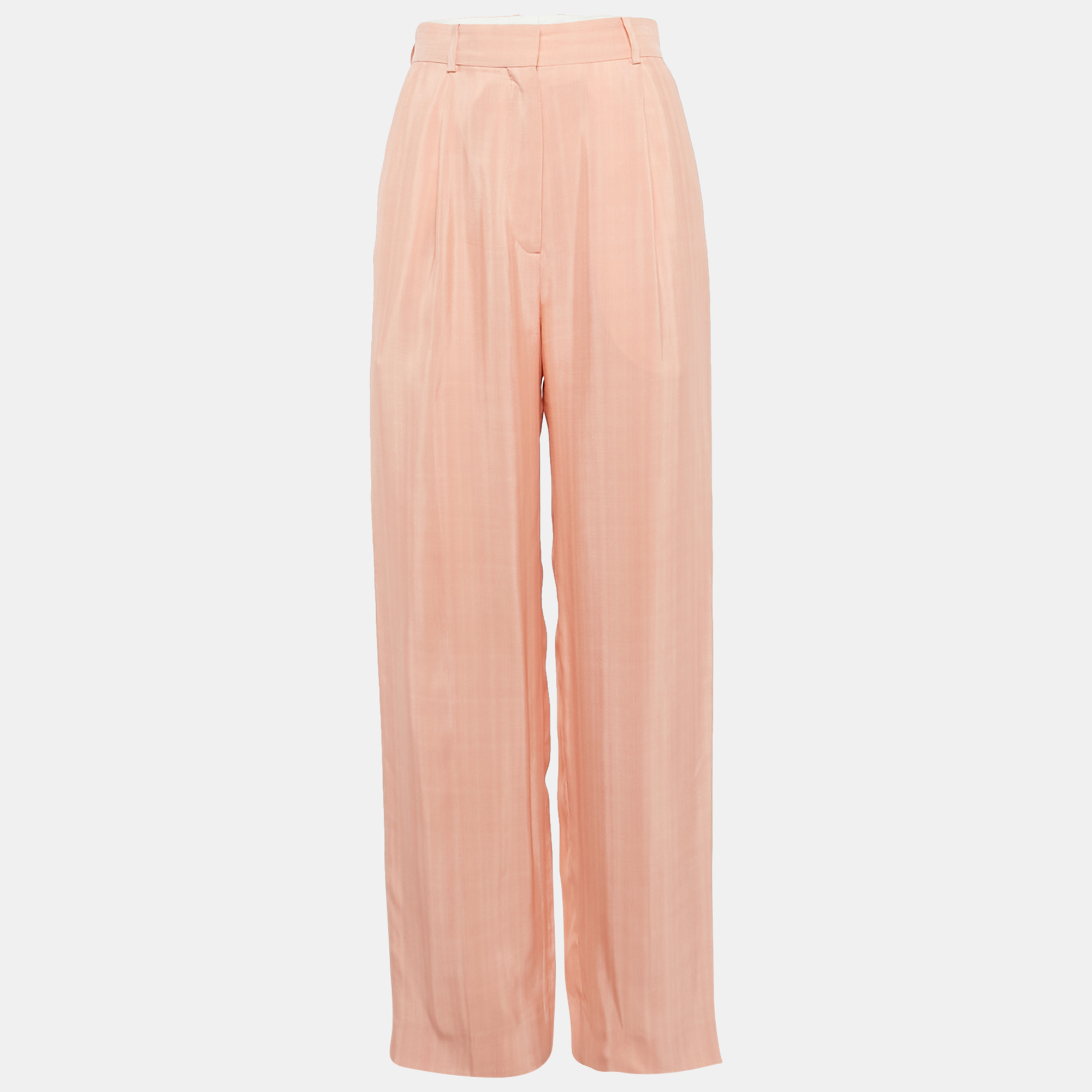 

Sandro Light Orange Checkered Texture Crepe Pleated Trouser S