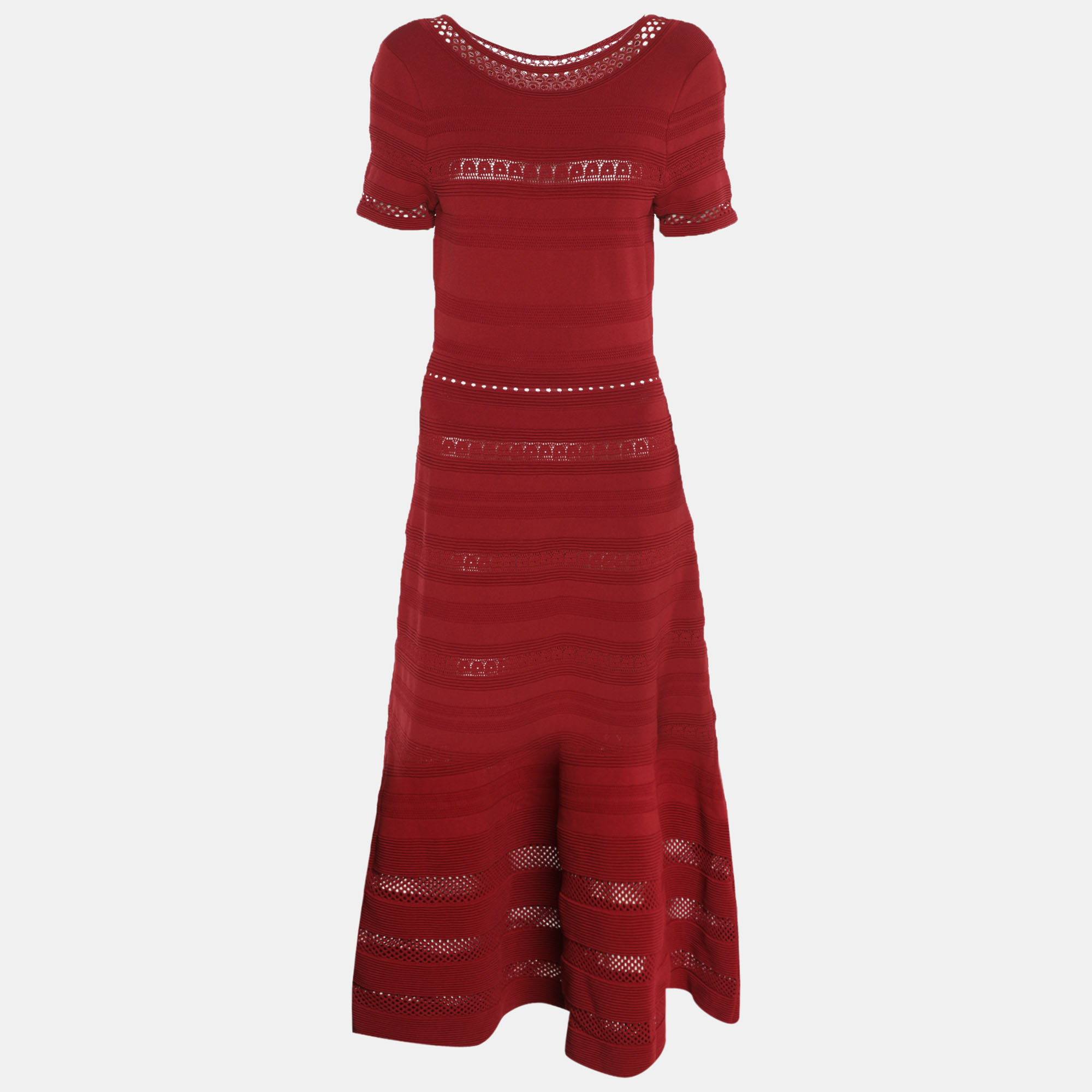 

Sandro Red Stretch Knit Midi Dress M