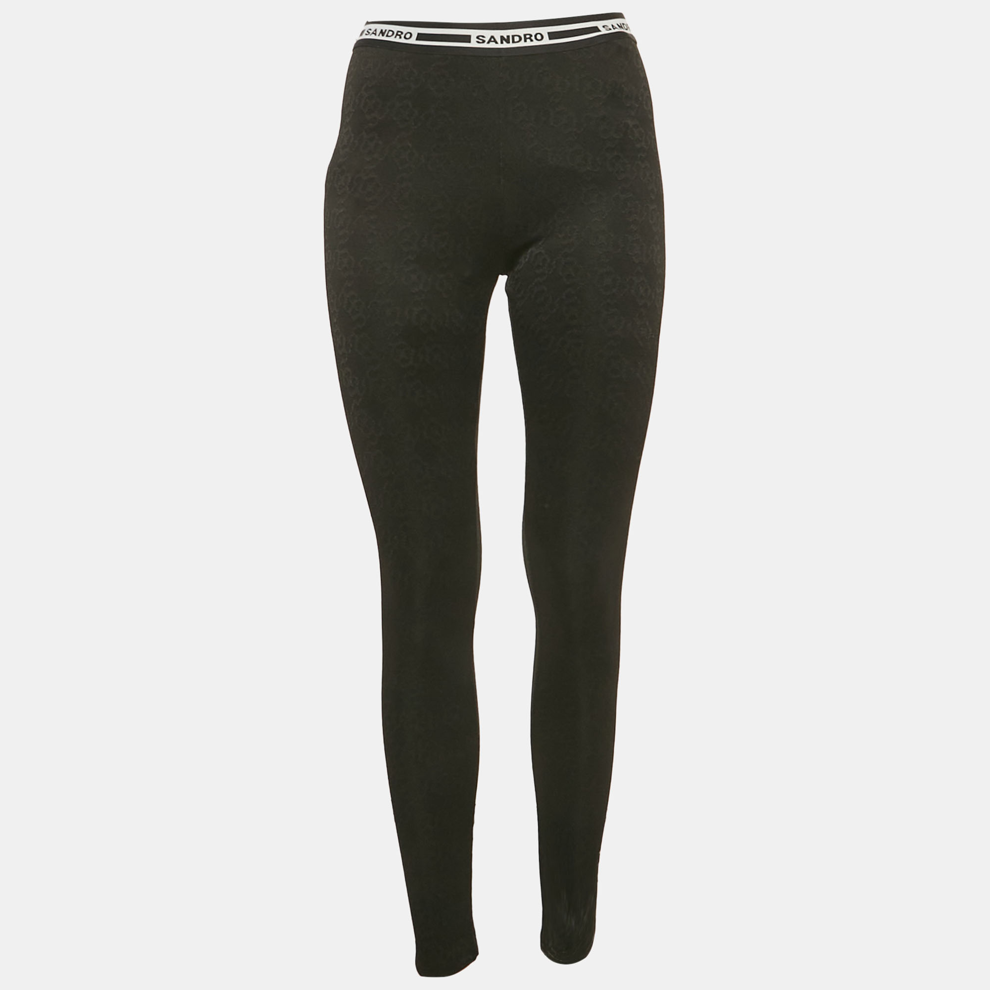 

Sandro Black Monogram Jersey Leggings S