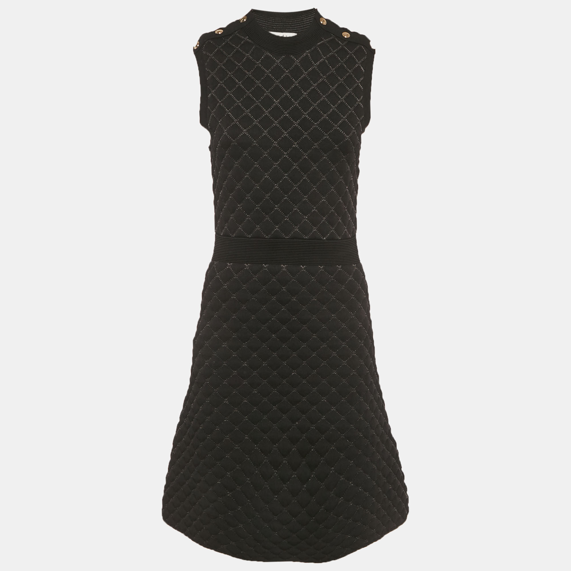 

Sandro Black Nylon Quilted Mini Dress M