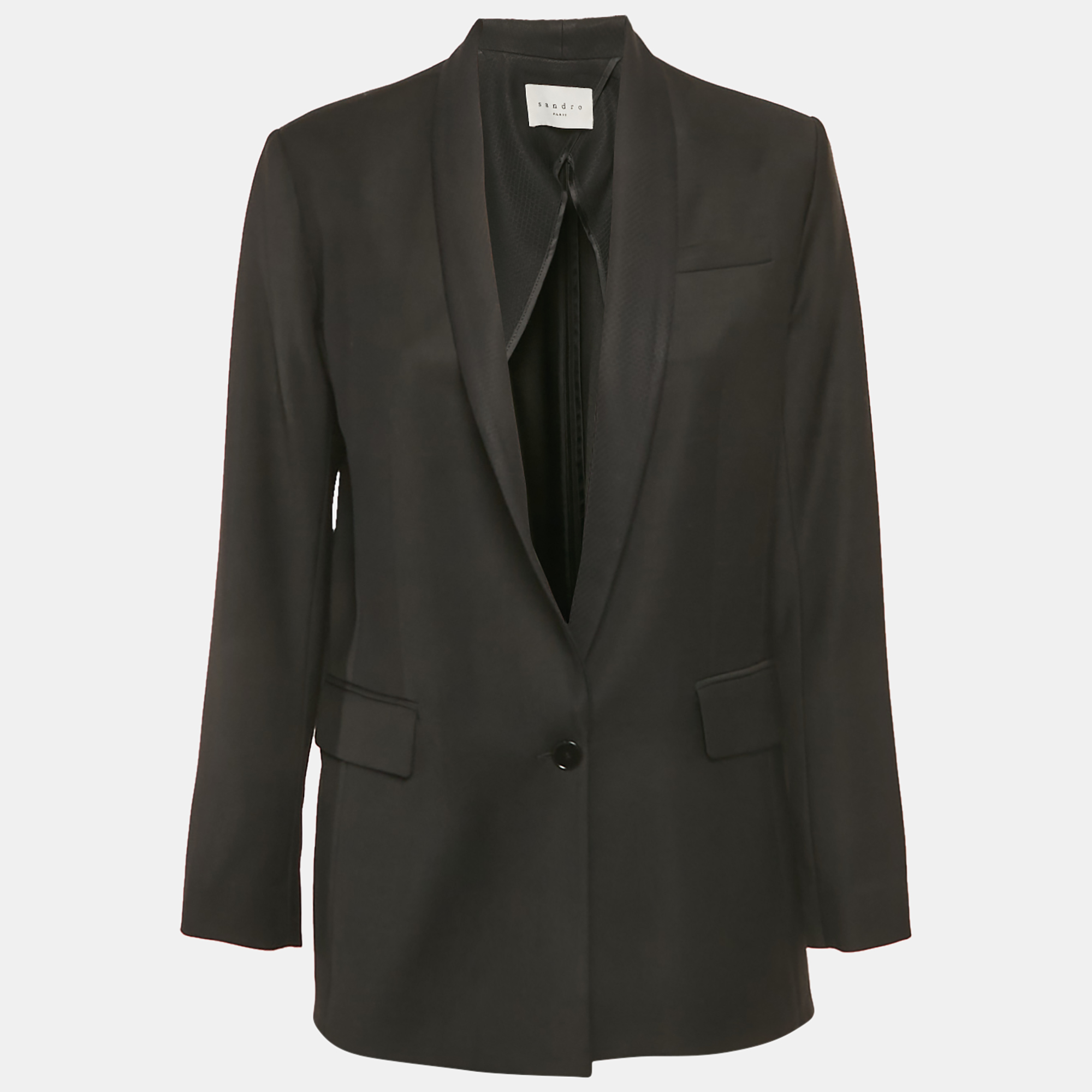 

Sandro Black Wool Tailored Blazer L