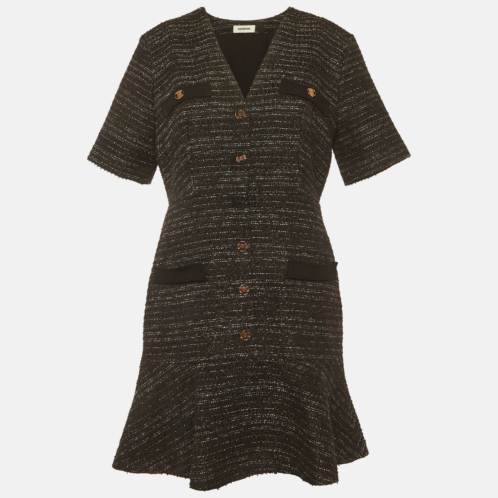

Sandro Black Tweed Gwendoline Mini Dress L