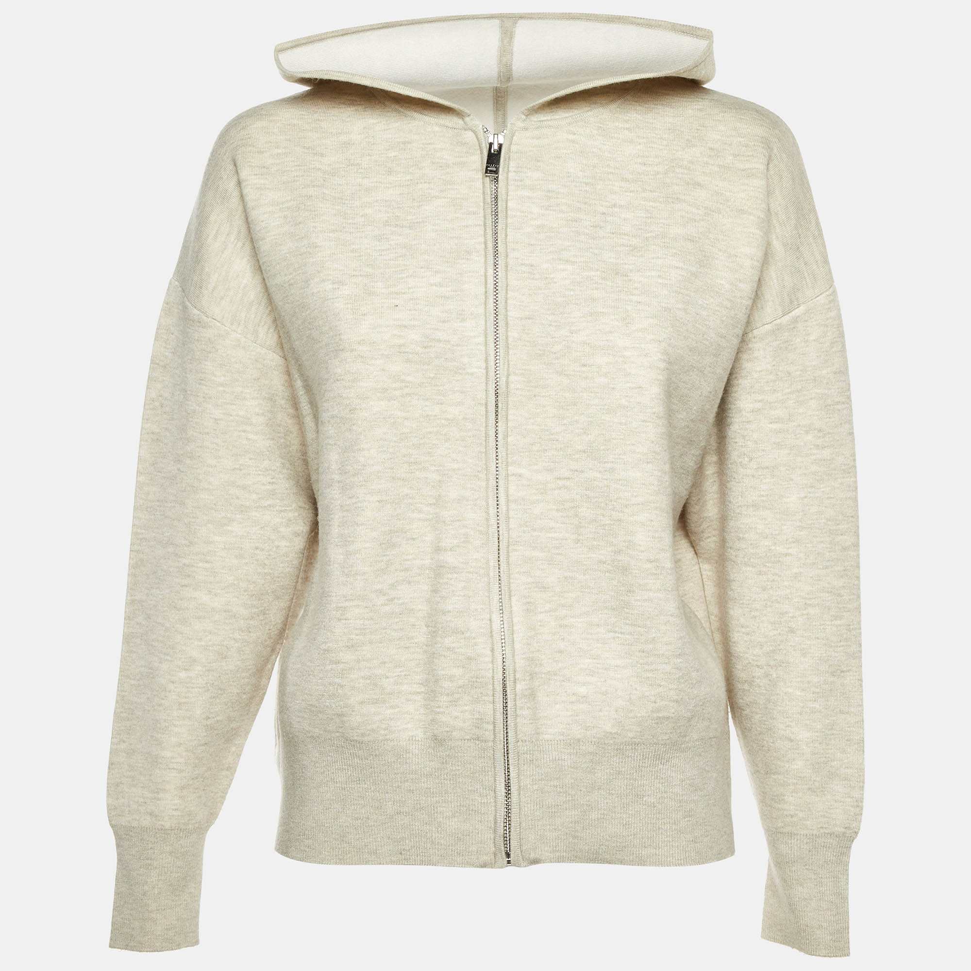 

Sandro Pale Grey Melange Jersey Embroidered Zip Up Hoodie XS